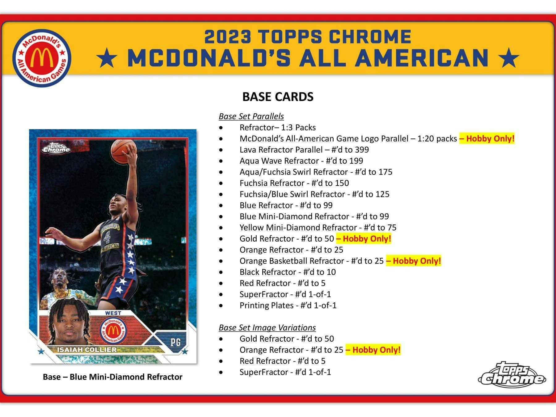 2023 Topps McDonald's All American Chrome Basketball Hobby Box - Image 5