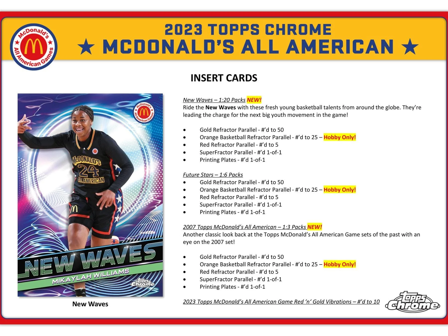 2023 Topps McDonald's All American Chrome Basketball Hobby Box - Image 6
