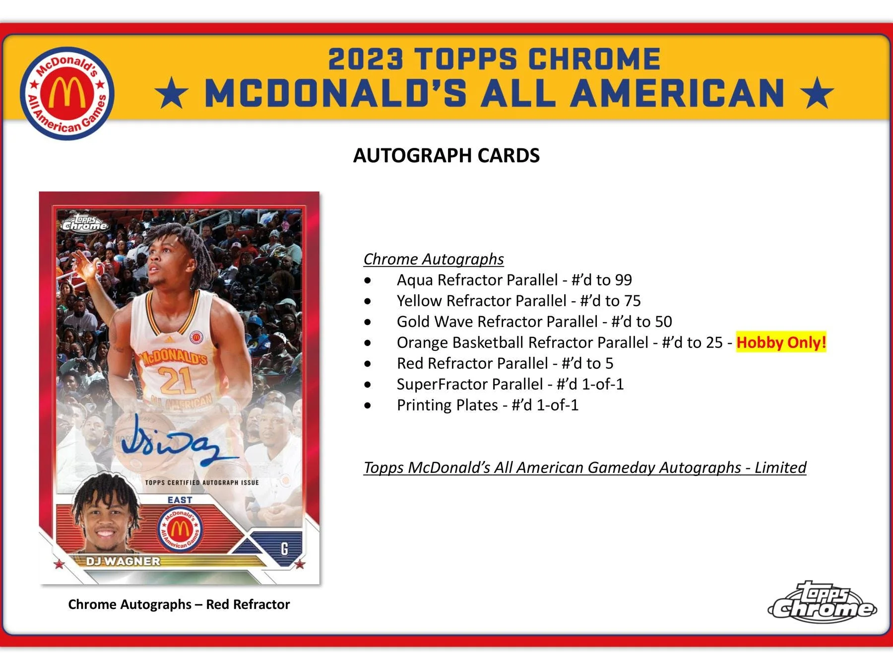 2023 Topps McDonald's All American Chrome Basketball Hobby Box - Image 7