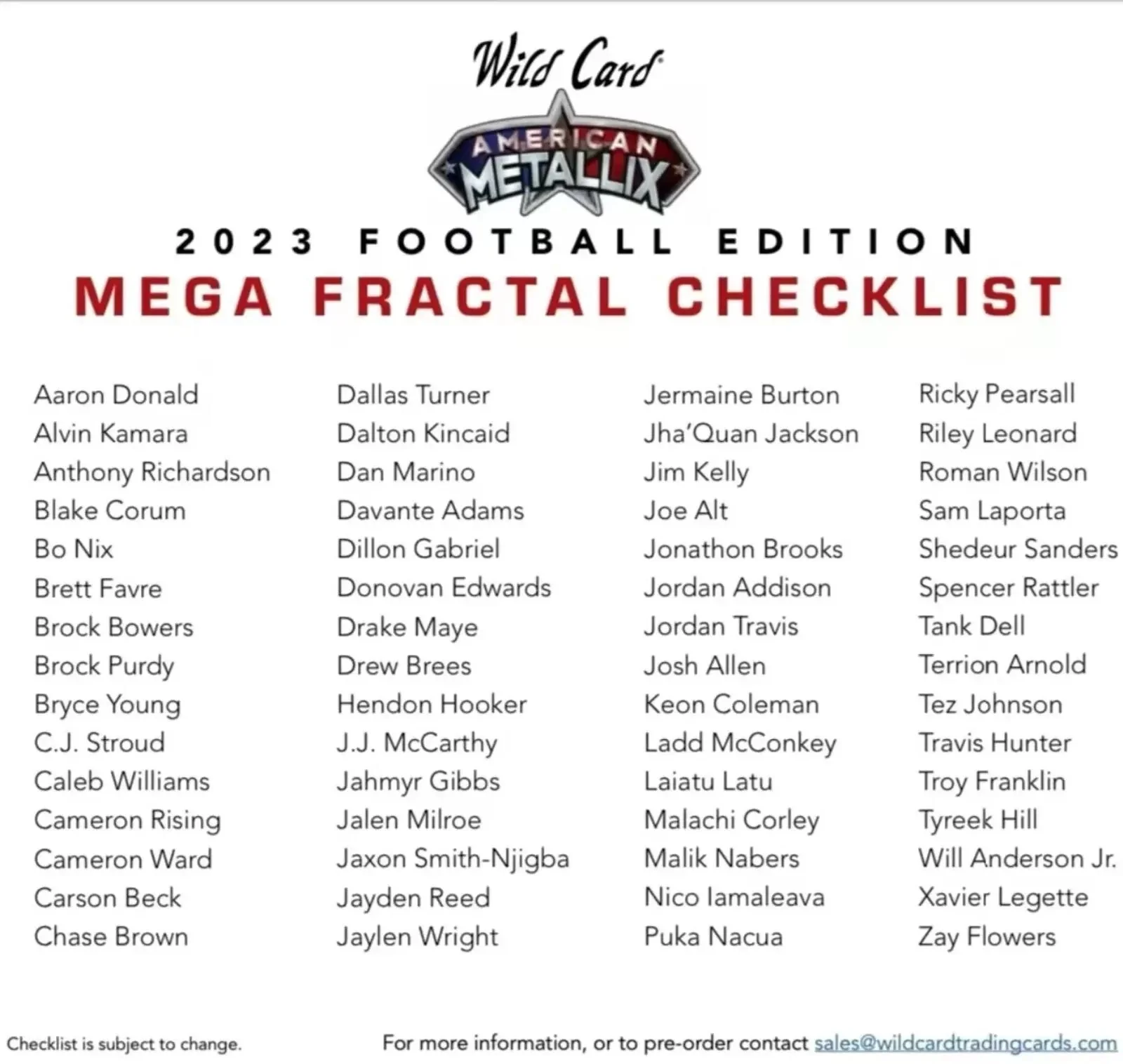 2023 Wild Card American Metallix Football Hobby Box - Image 3