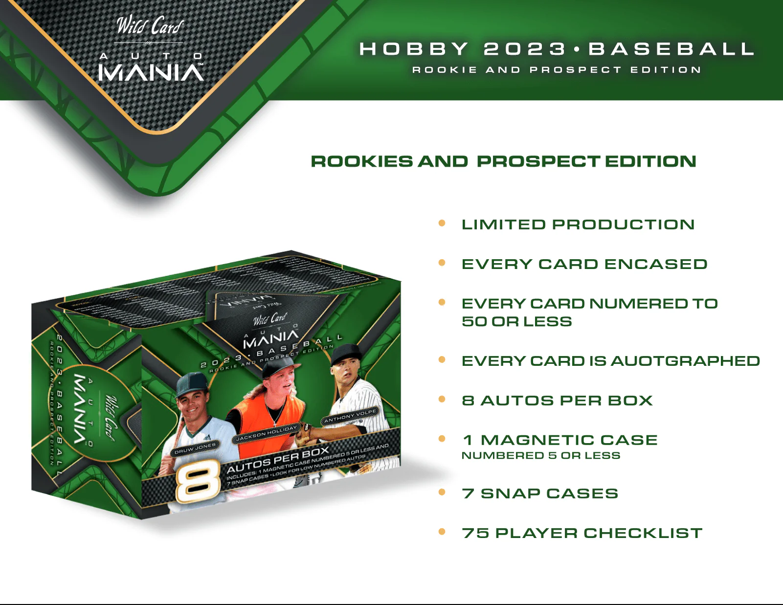 2023 Wild Card Auto Mania Rookie & Prospect Edition Baseball Hobby Box - Image 2