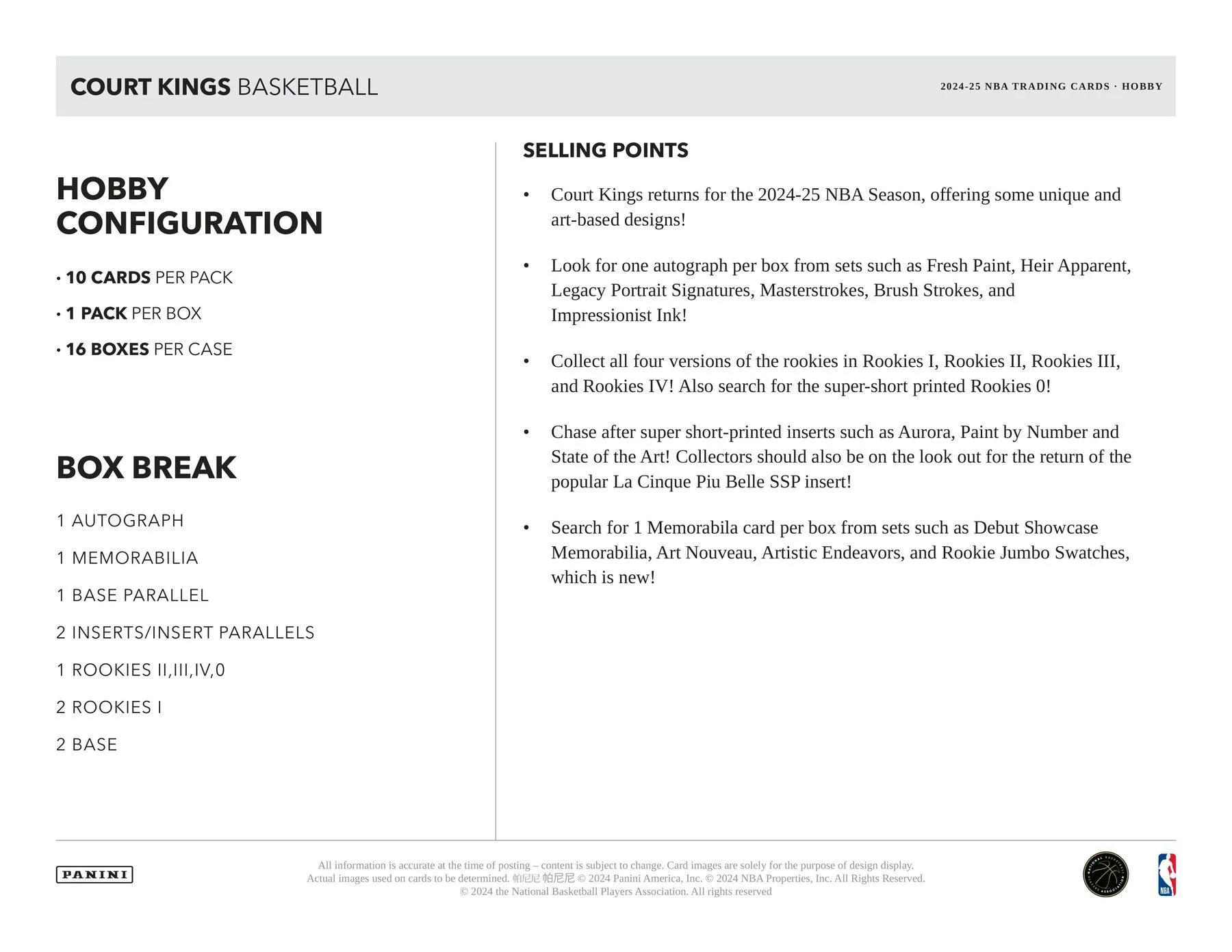 2024-25 Panini Court Kings Basketball Hobby Box - Image 8