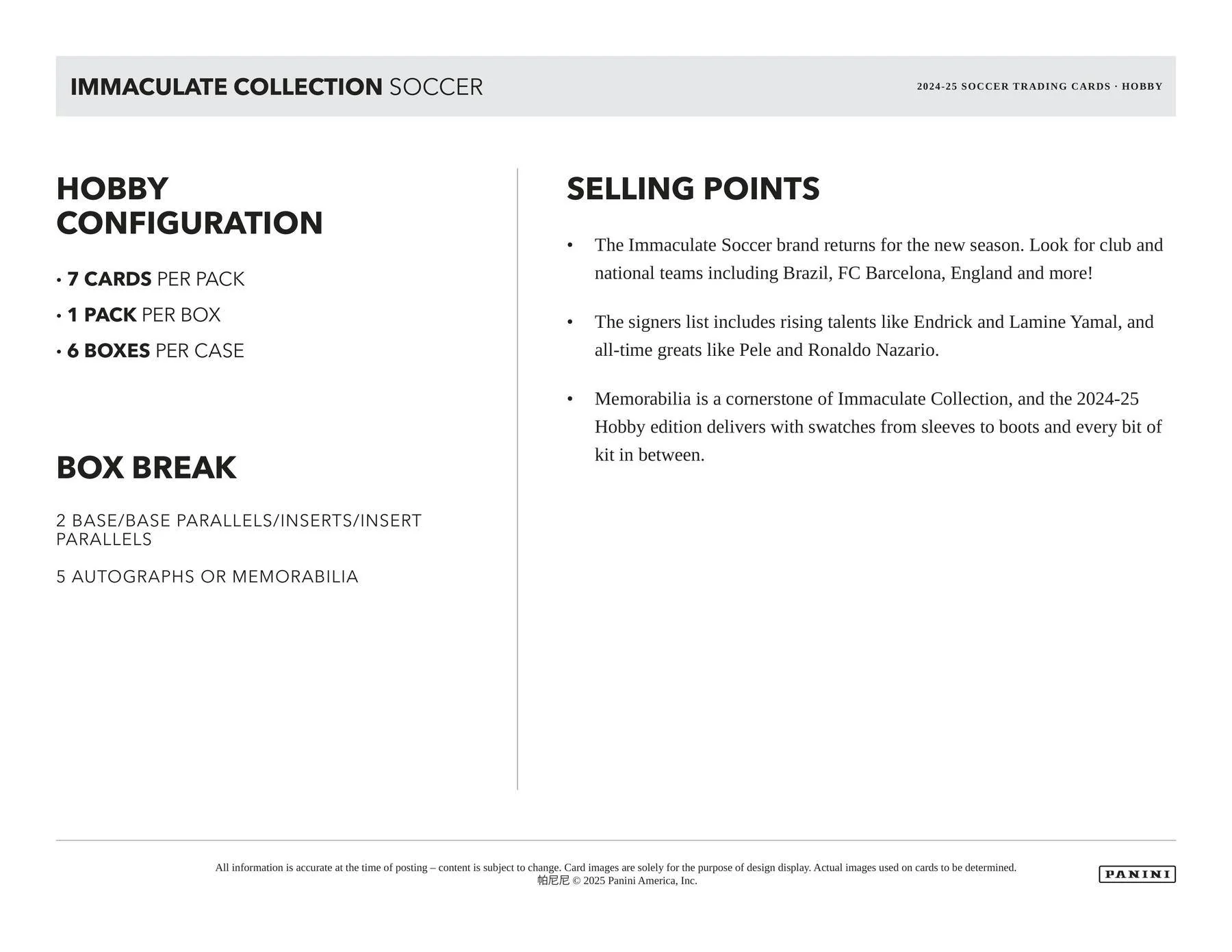 2024-25 Panini Immaculate Soccer Hobby Box | Columbia Sports Cards - Image 4