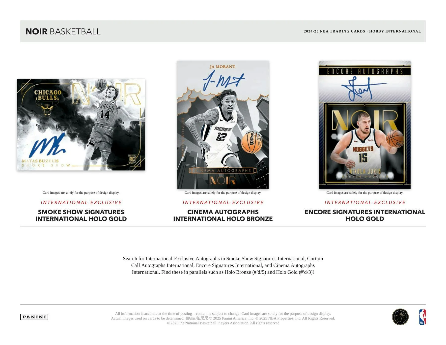 2024/25 Panini Noir Basketball International Hobby Box | Columbia Sports Cards - Image 3