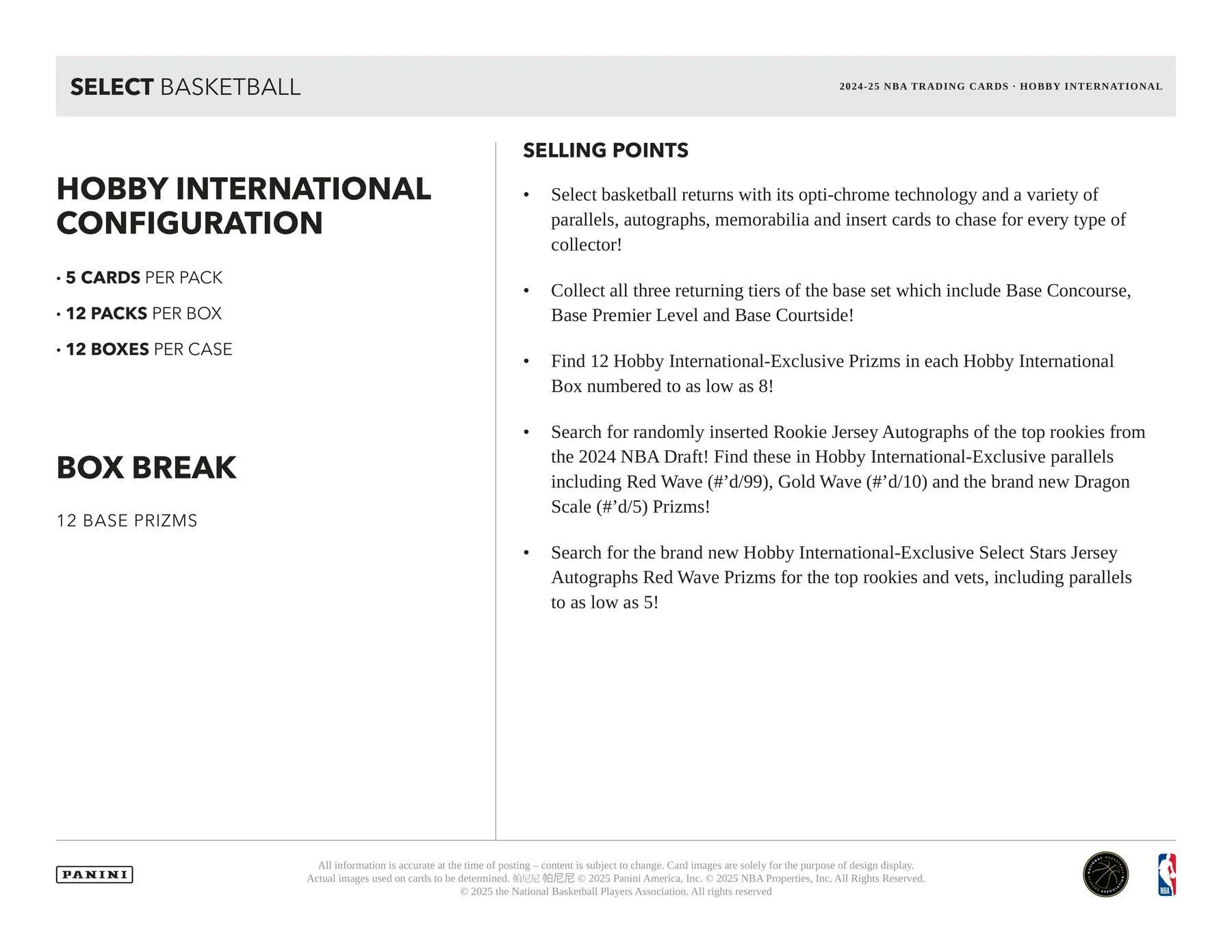 2024-25 Panini Select Basketball International Hobby Box – Columbia Sports Cards & More - Image 6