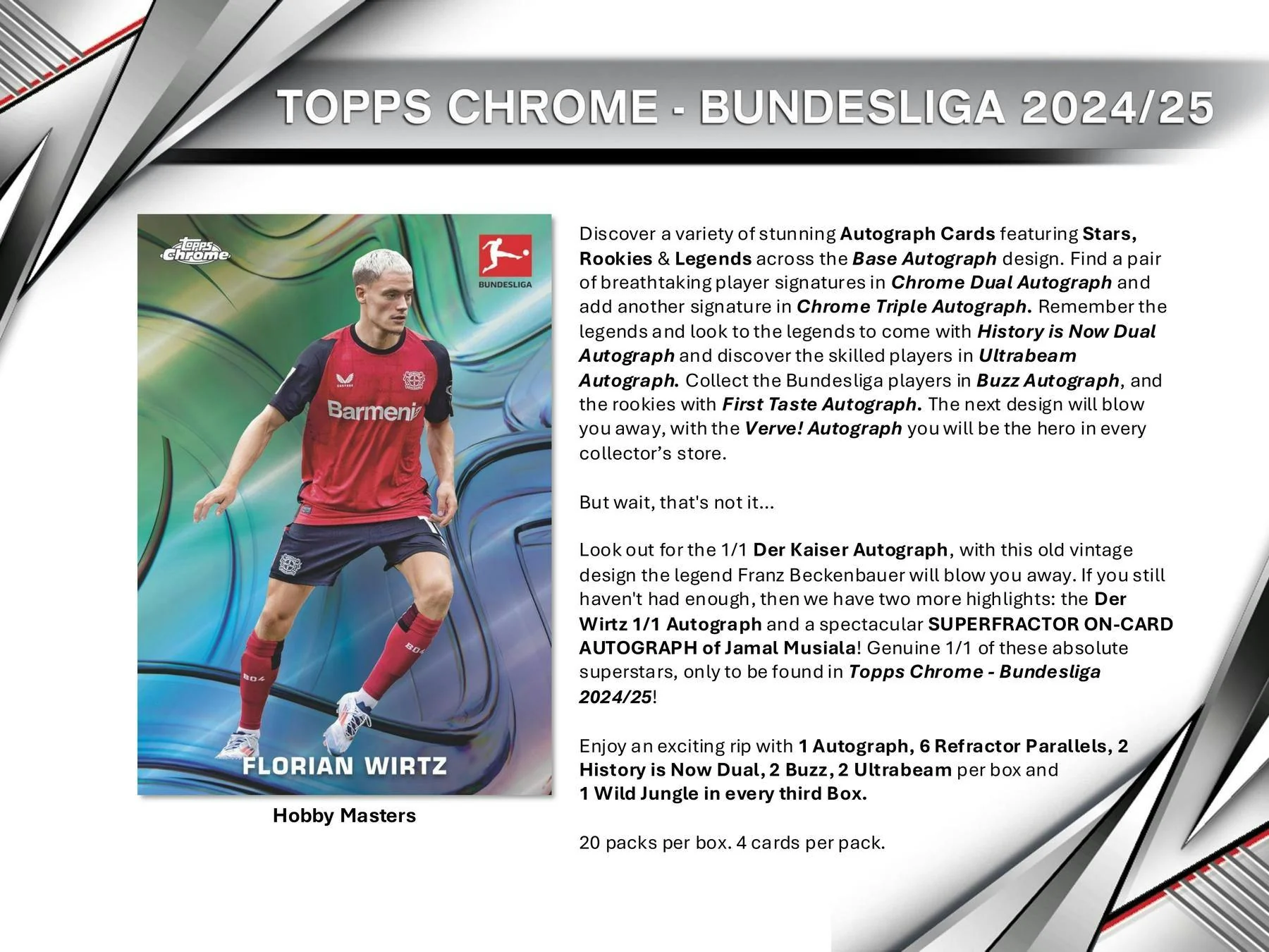2024-25 Topps Chrome Bundesliga Hobby Box | Columbia Sports Cards &amp; More - Image 4