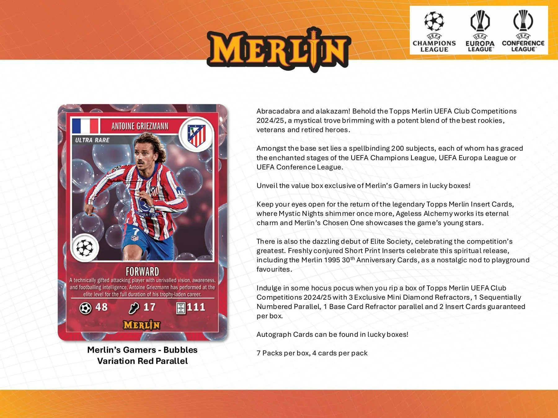 2024/25 Topps Chrome Merlin UEFA Soccer 7-Pack Blaster Box | Columbia Sports Cards - Image 3