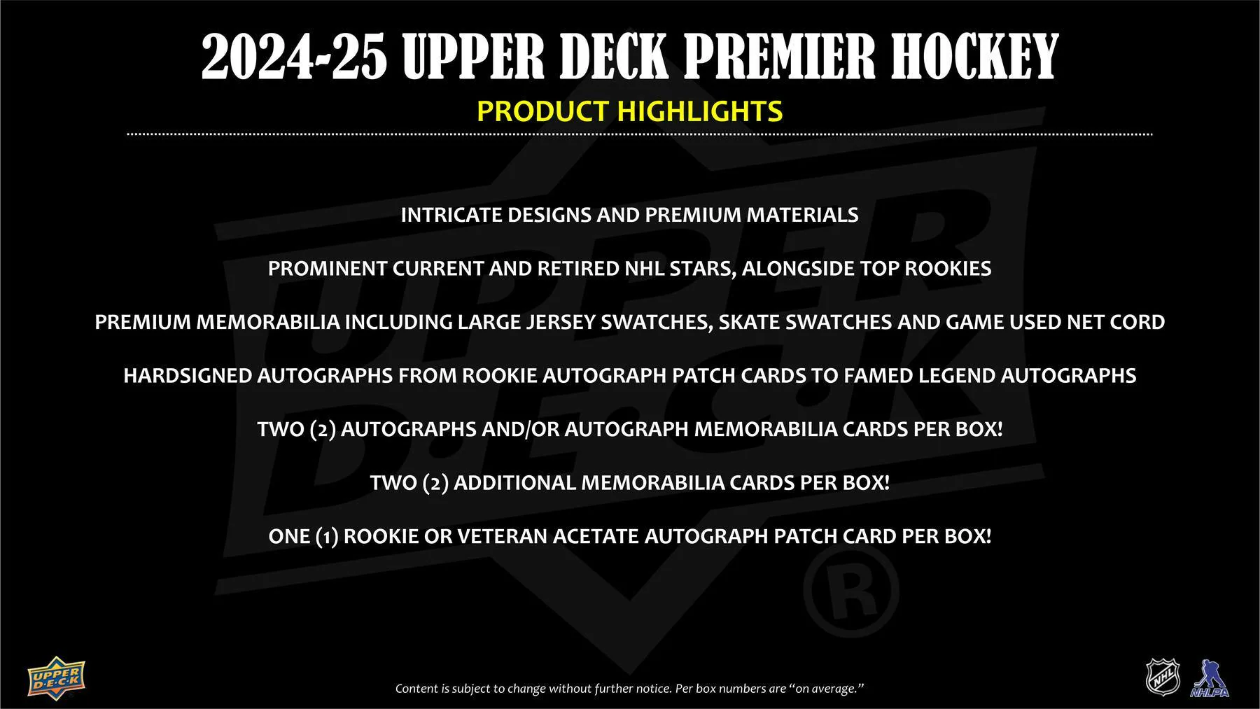 2024/25 Upper Deck Premier Hockey Hobby Box | Columbia Sports Cards - Image 2