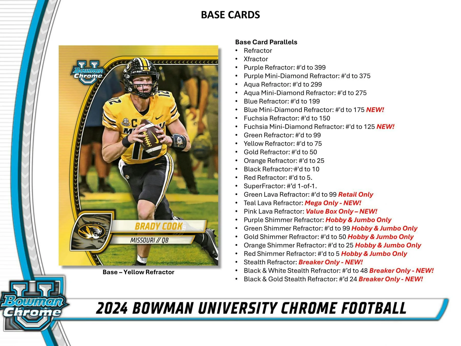 2024 Bowman University Chrome Football 7-Pack Blaster Box - Image 4