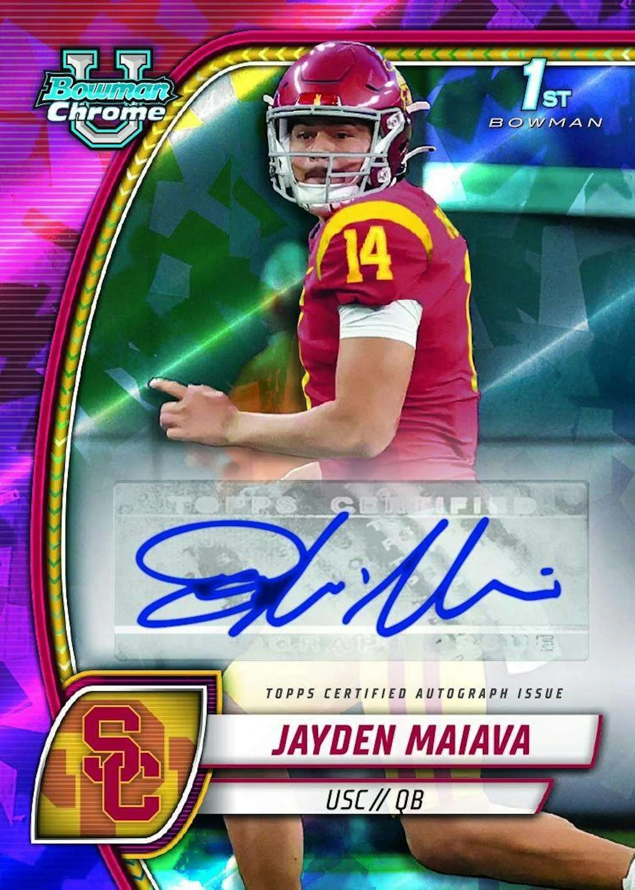 2024 Bowman University Chrome Football Sapphire Edition Hobby Box - Image 3