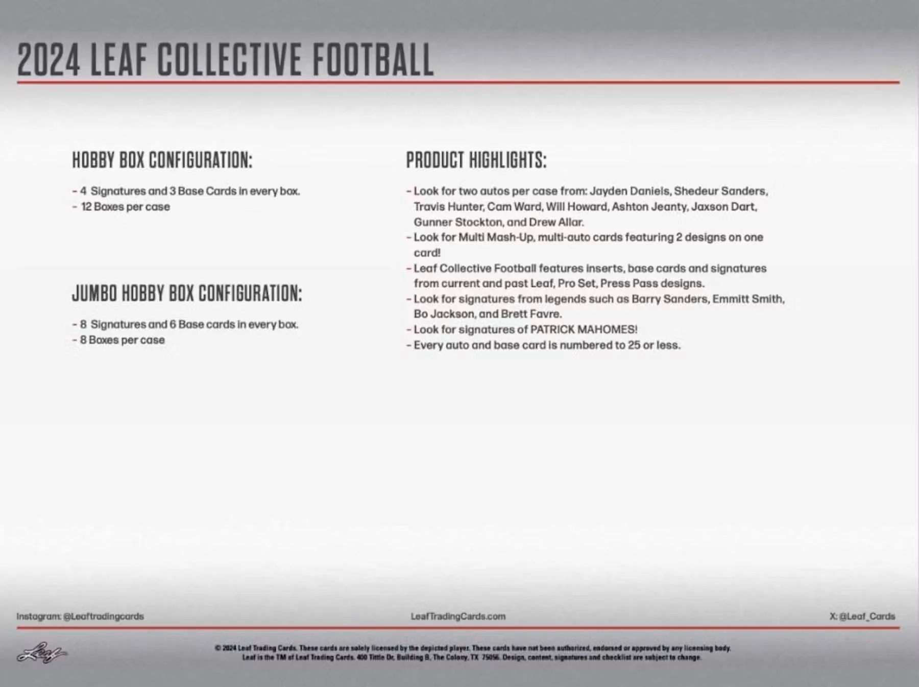 2024 Leaf Collective Football Hobby Box - Image 8