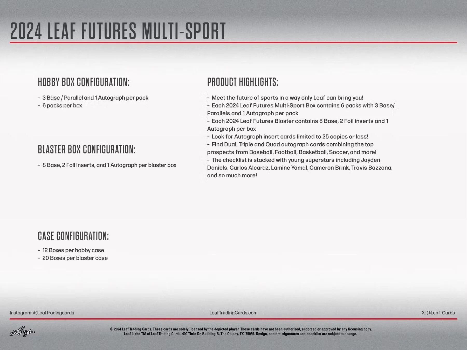 2024 Leaf Futures Multisport Hobby Box - Image 7