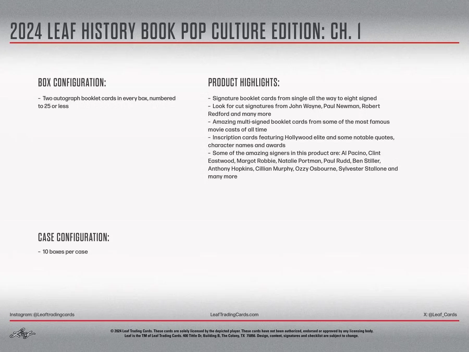2024 Leaf History Book Pop Culture Edition Chapter 1 Hobby Box - Image 11