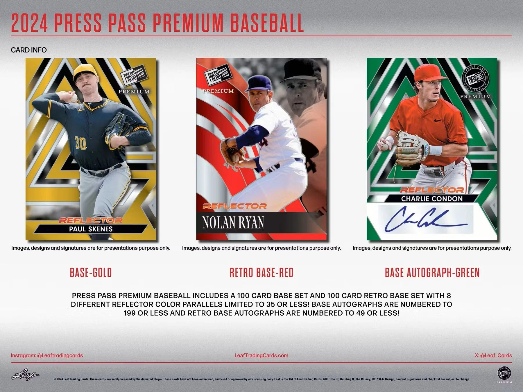 2024 Leaf Press Pass Premium Baseball Hobby Box - Image 4