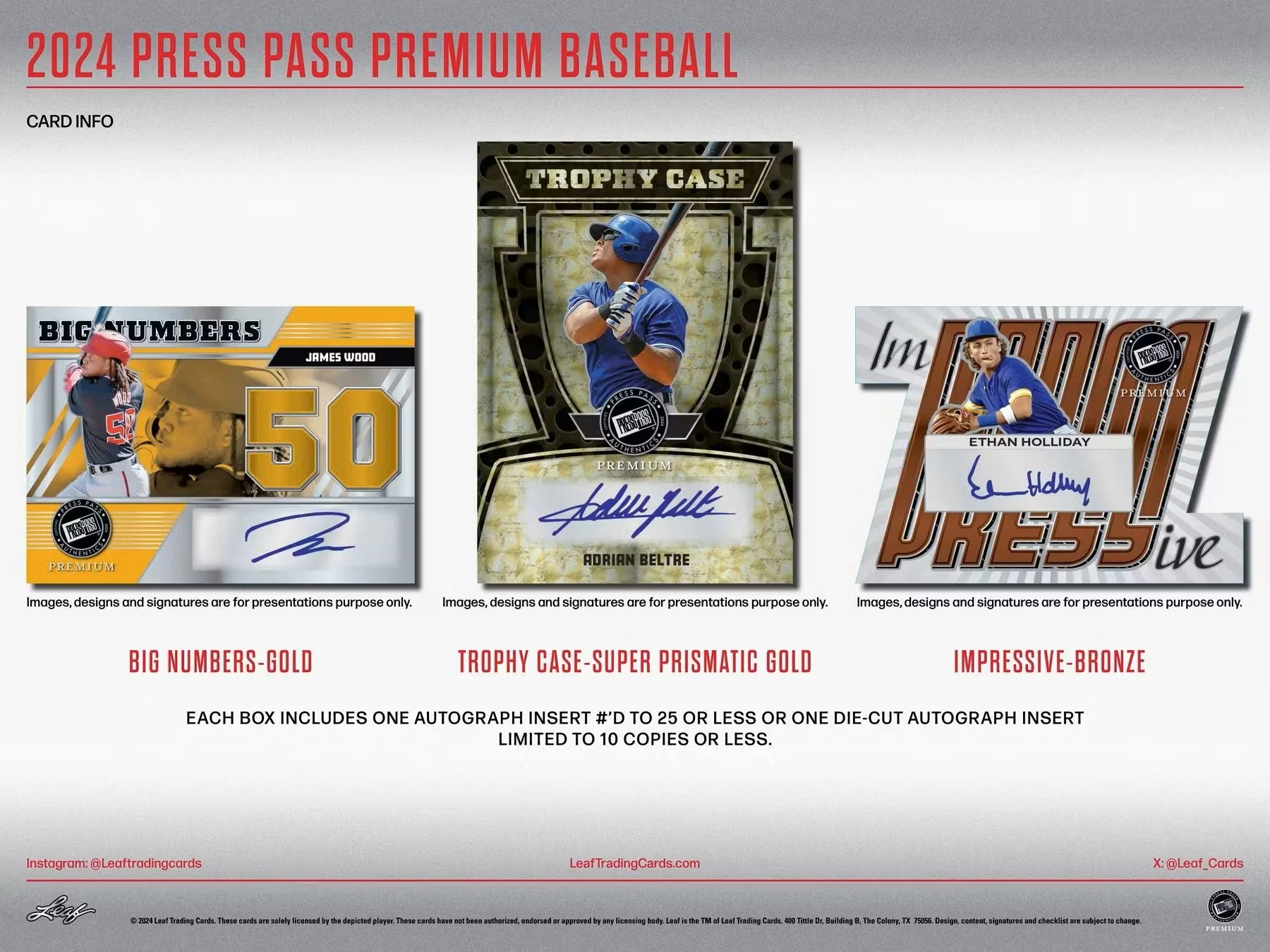 2024 Leaf Press Pass Premium Baseball Hobby Box - Image 5