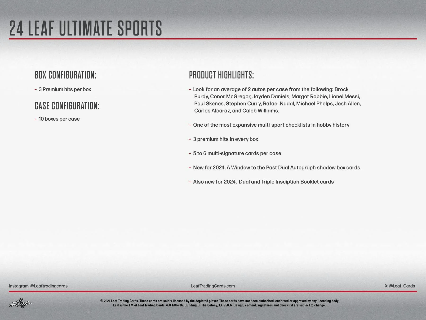 2024 Leaf Ultimate Sports Hobby Box - Image 8