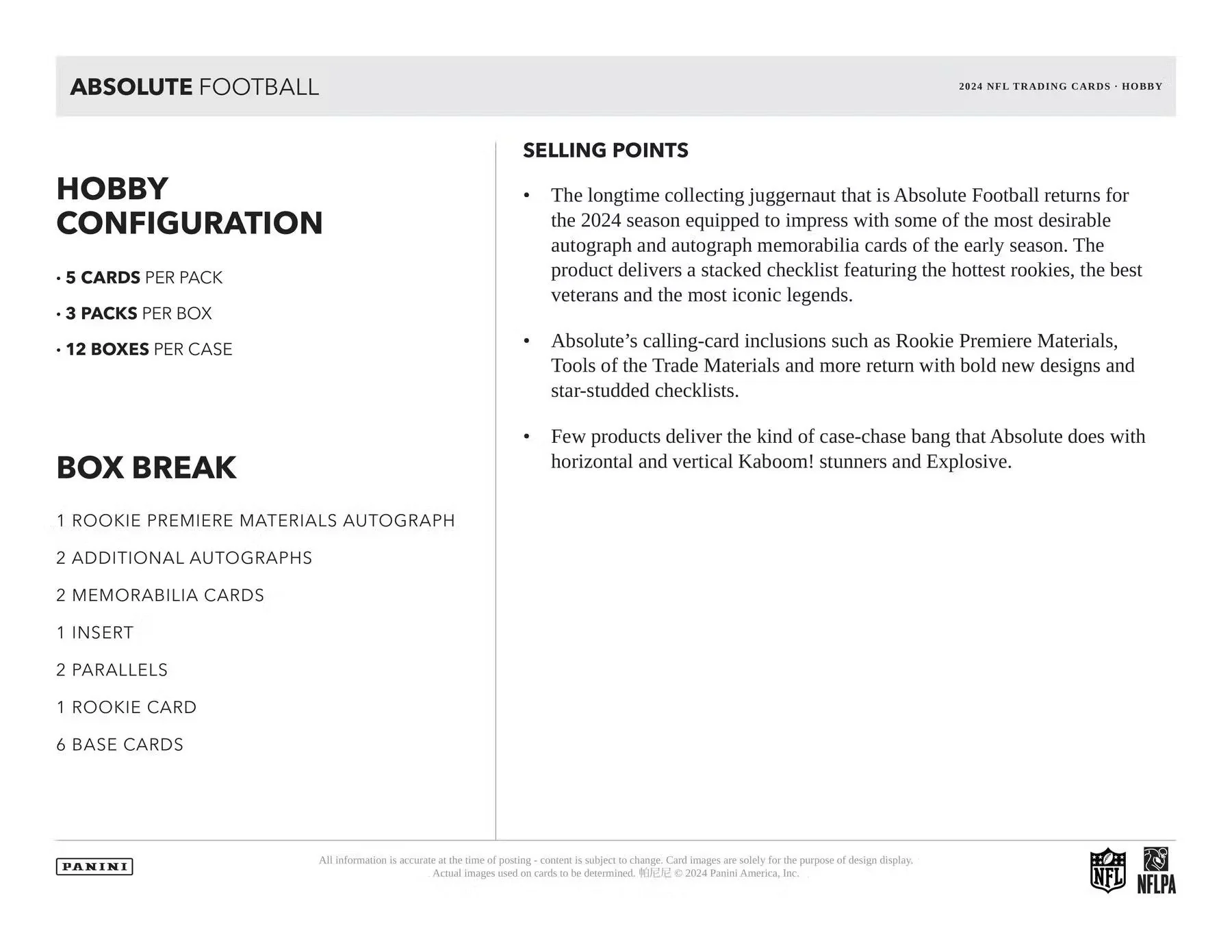 2024 Panini Absolute Football Hobby Box - Image 6
