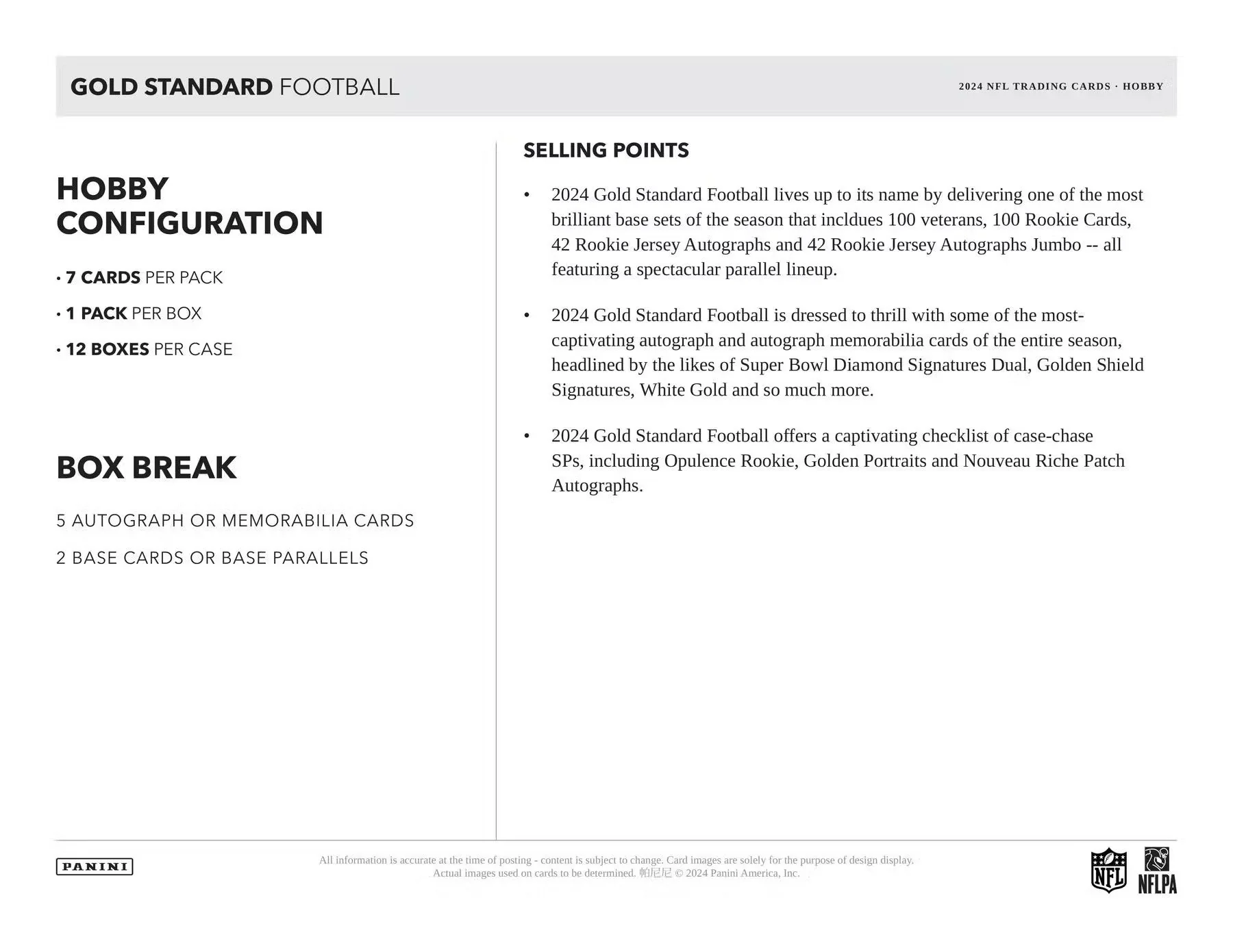 2024 Panini Gold Standard Football Hobby Box - Image 7