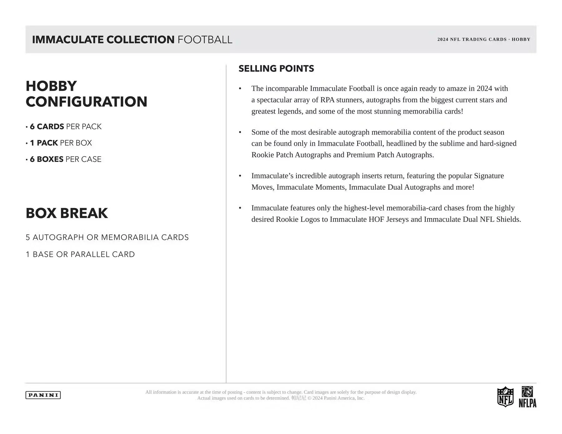 2024 Panini Immaculate Football Hobby Box | Columbia Sports Cards - Image 7