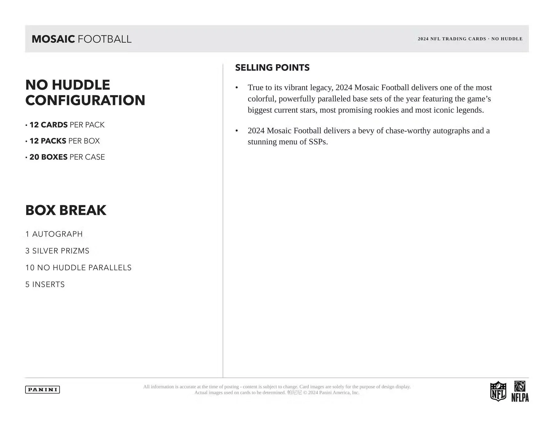 2024 Panini Mosaic No Huddle Football Box - Image 6