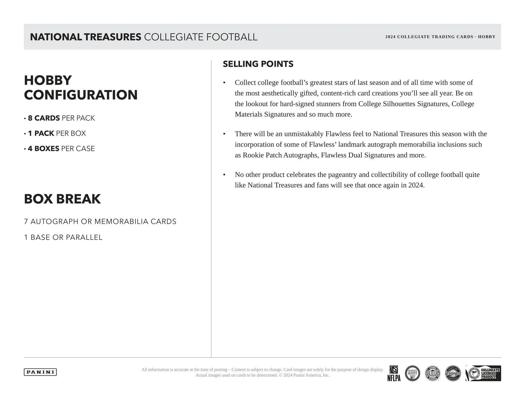 2024 Panini National Treasures Collegiate Football Hobby Box - Image 7