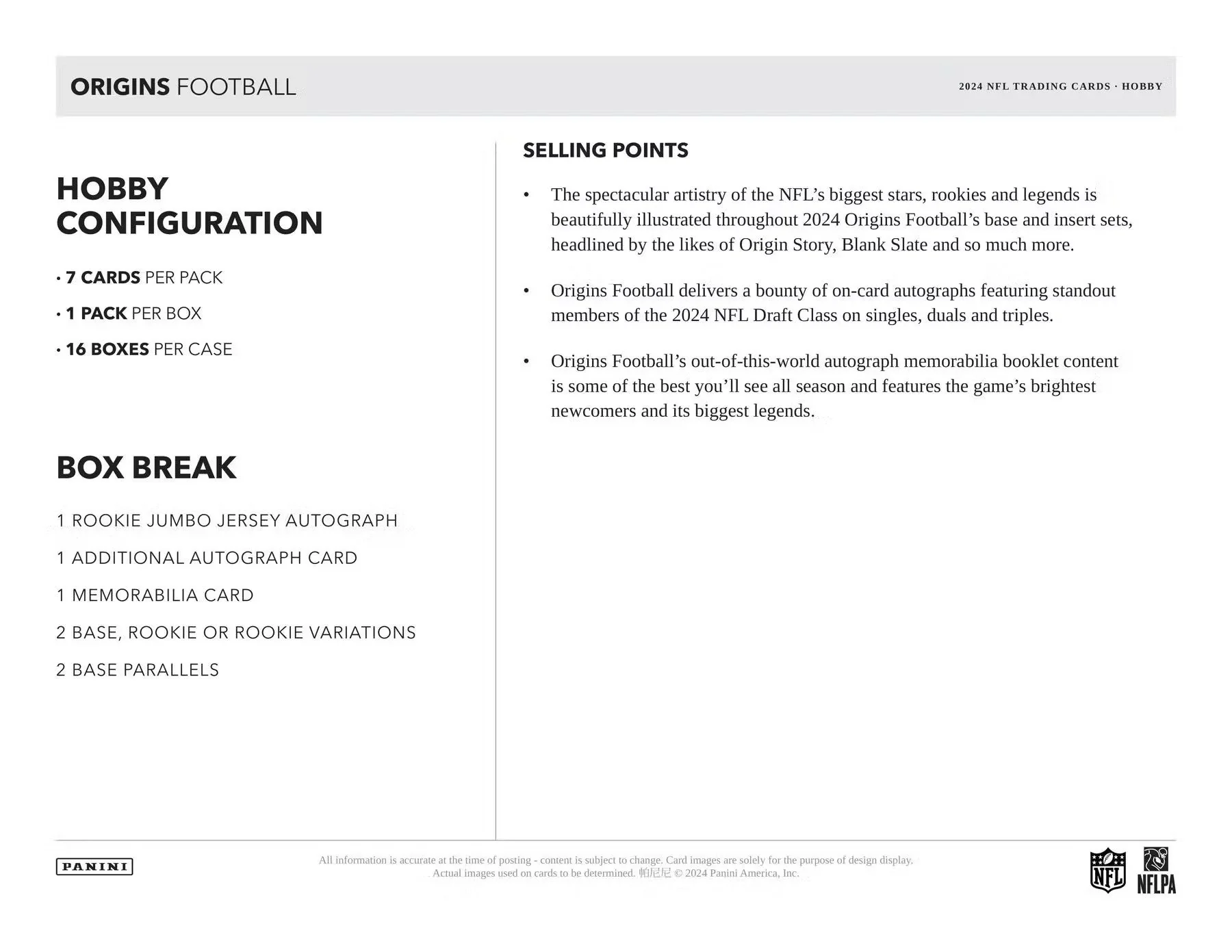 2024 Panini Origins Football Hobby Box - Image 6