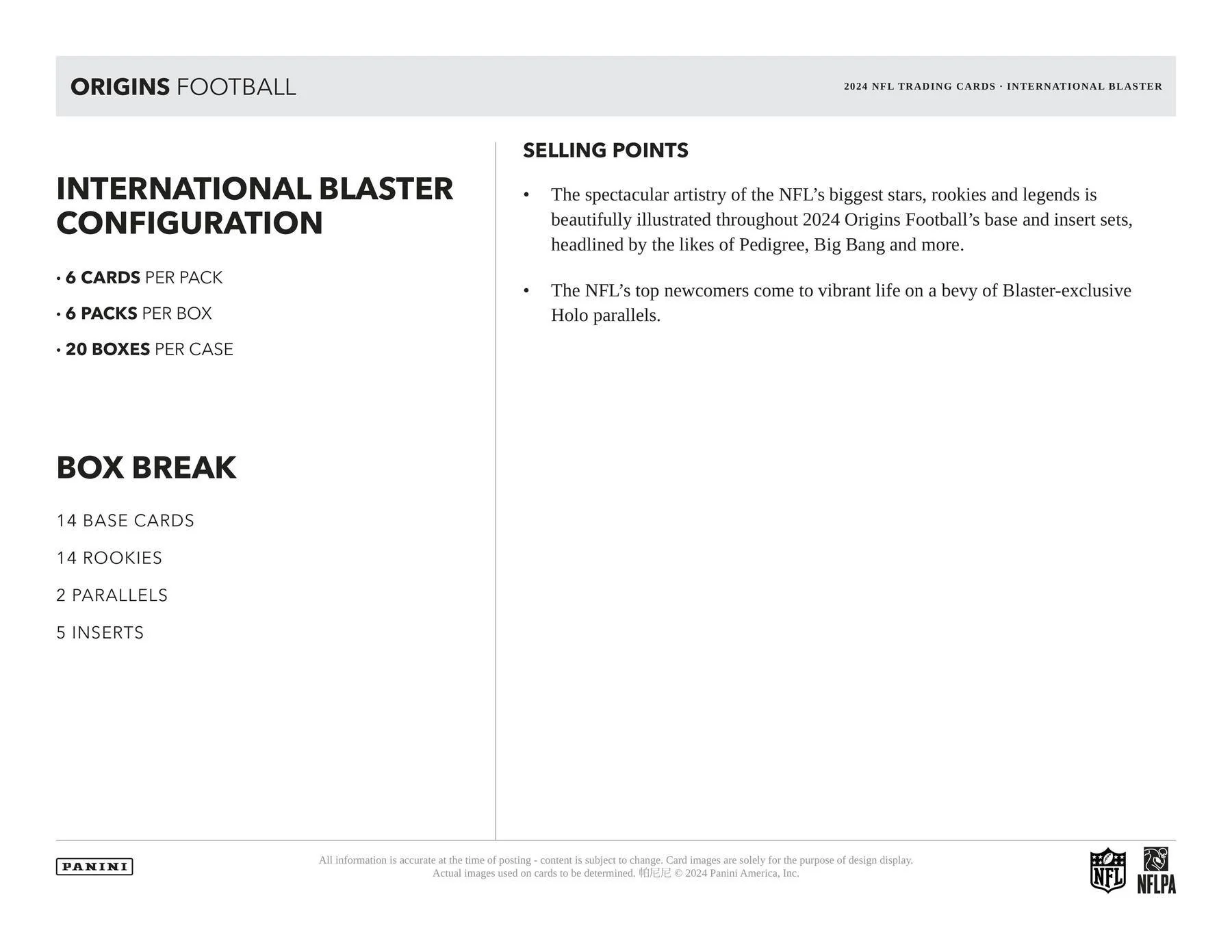 2024 Panini Origins Football International 6-Pack Blaster Box - Image 5