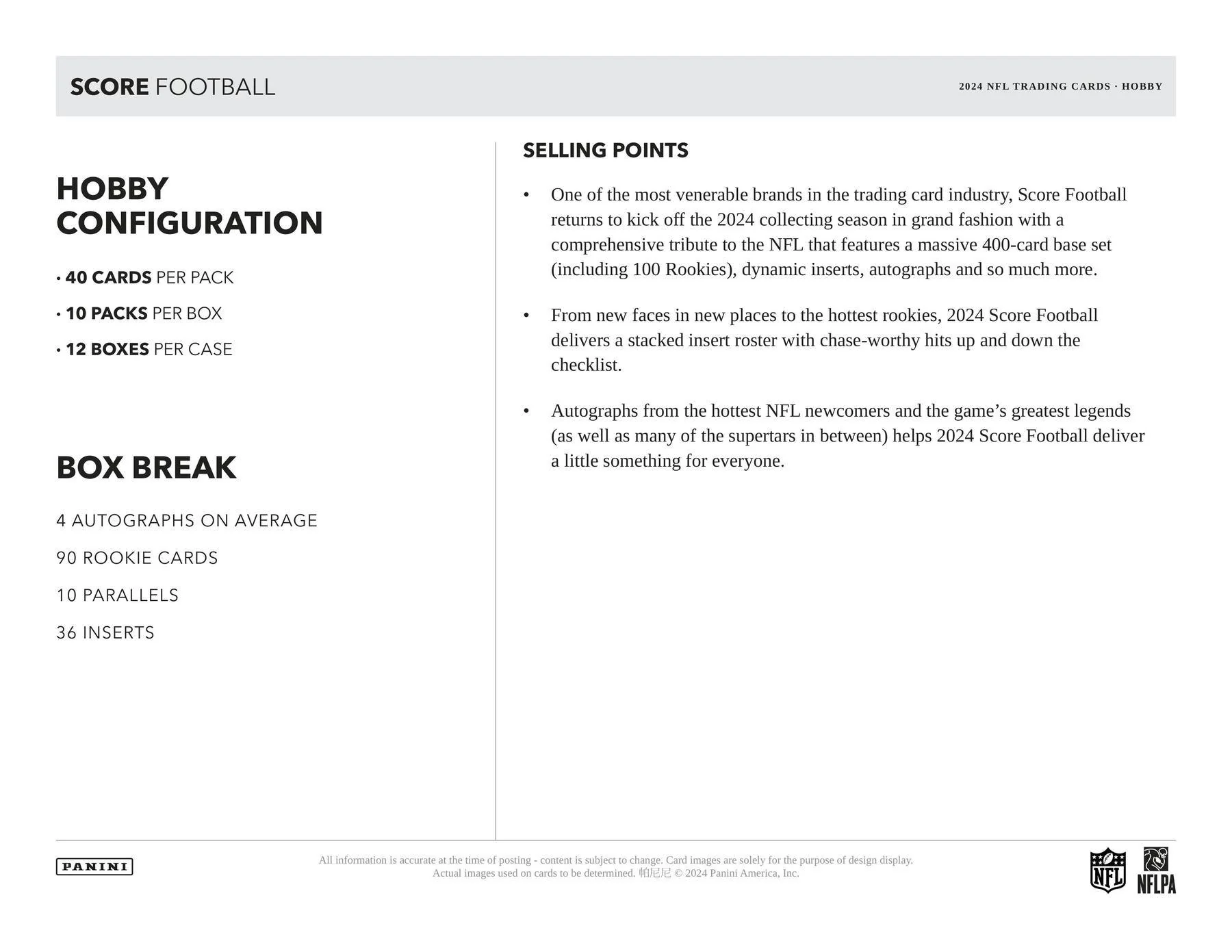 2024 Panini Score Football Hobby Box - Image 7