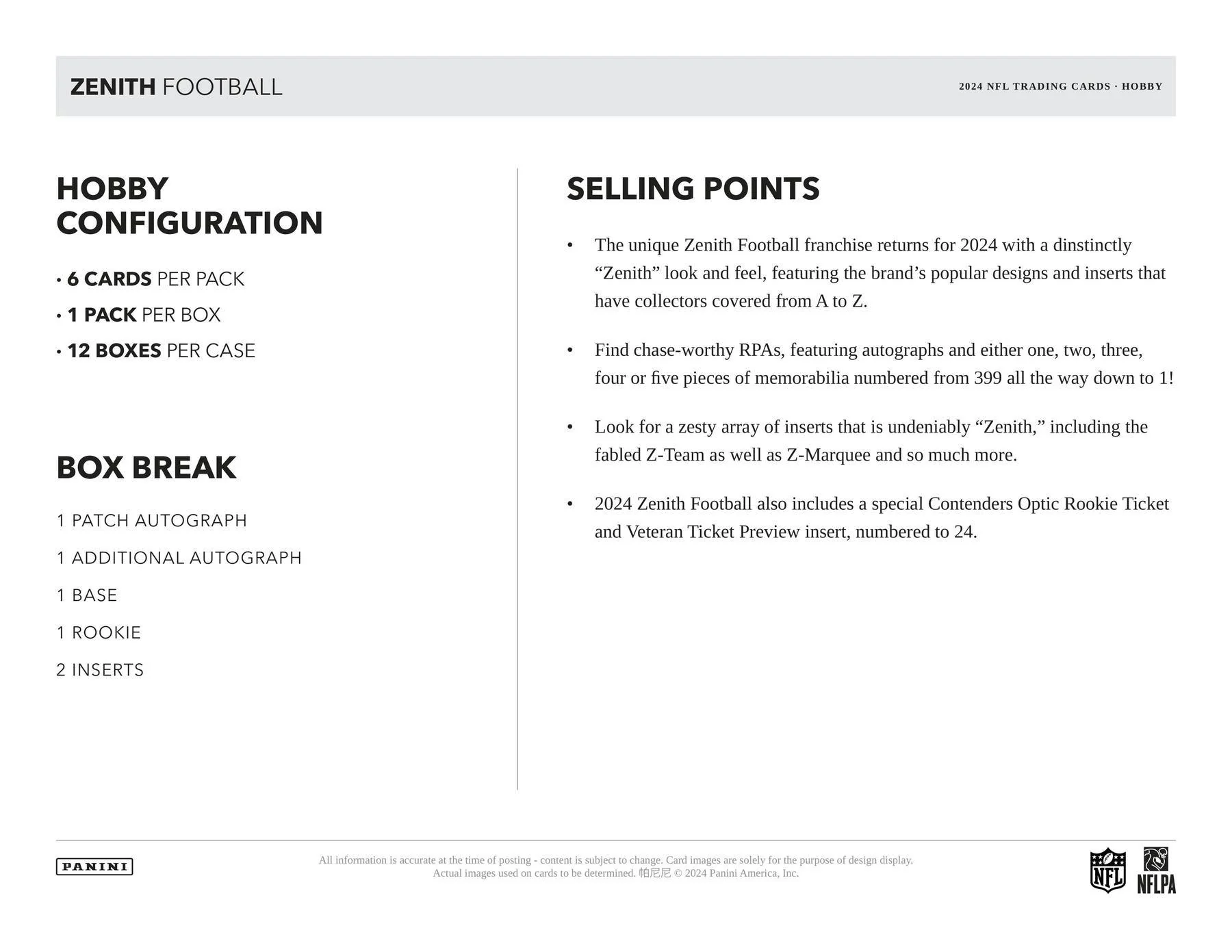 2024 Panini Zenith Football Hobby Box - Image 7