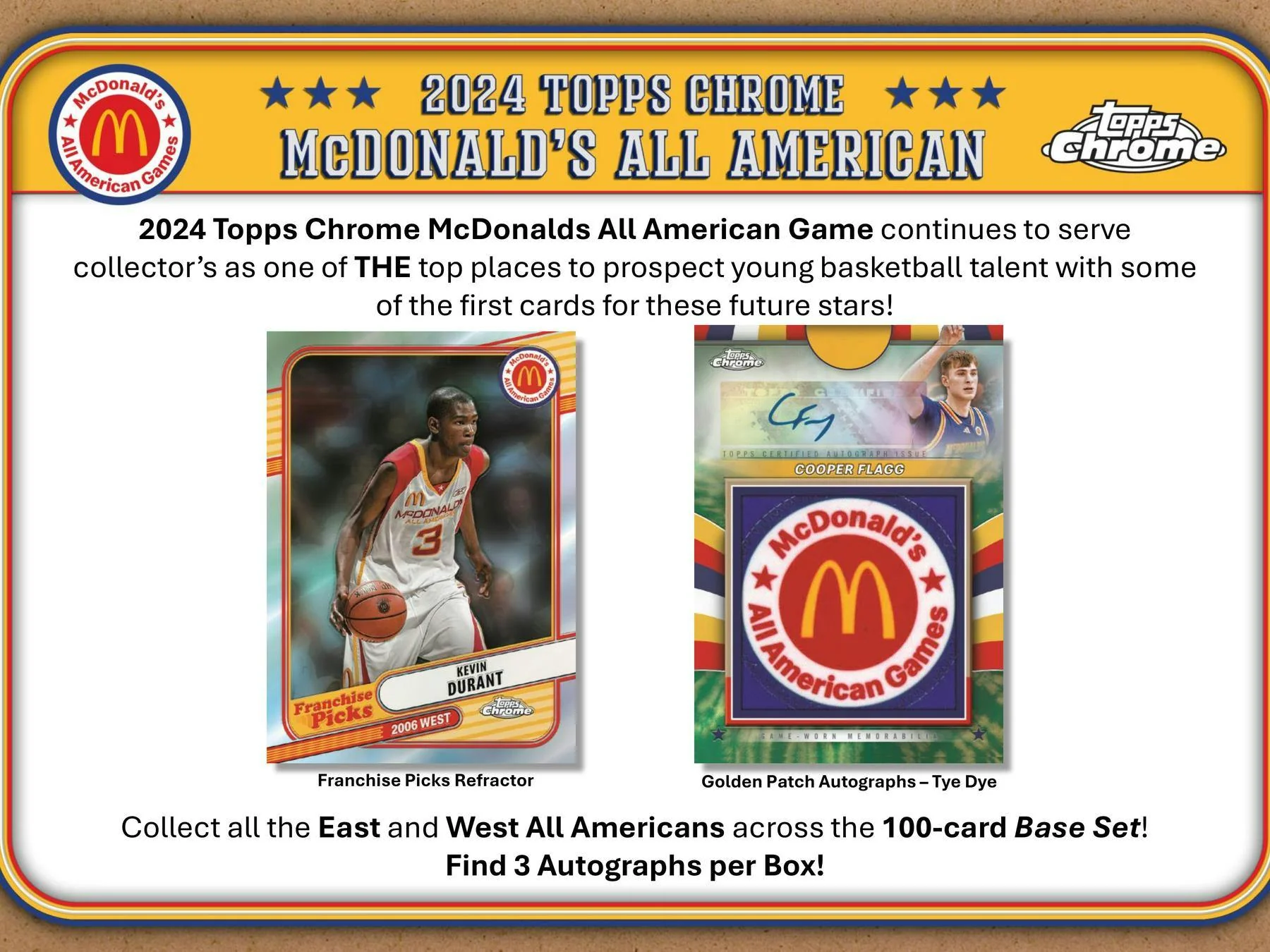2024 Topps Chrome McDonald's All American Basketball Hobby Box (Cooper Flagg!) - Image 3