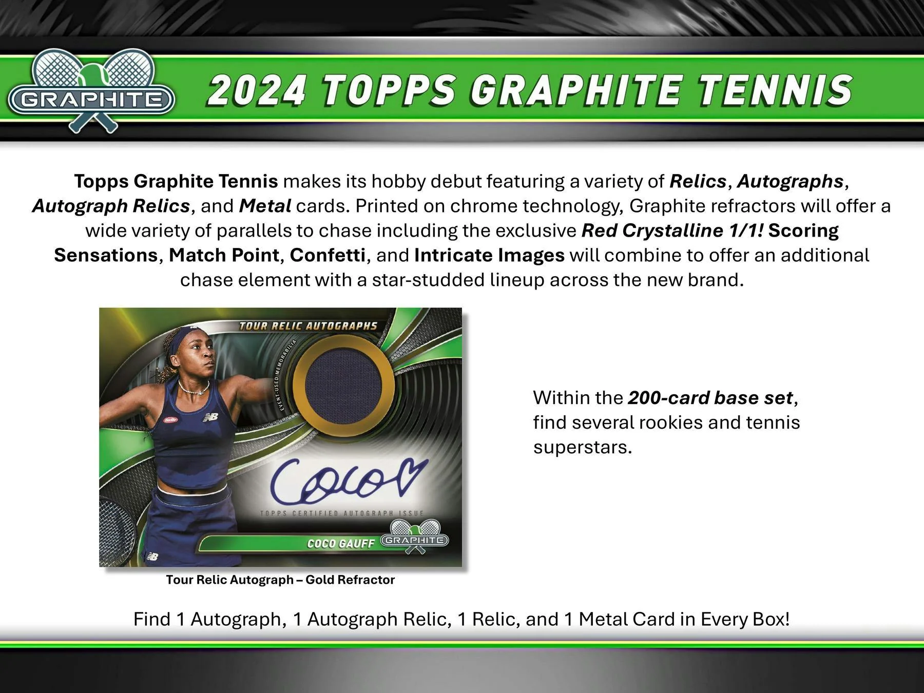 2024 Topps Graphite Tennis Hobby Box - Image 3