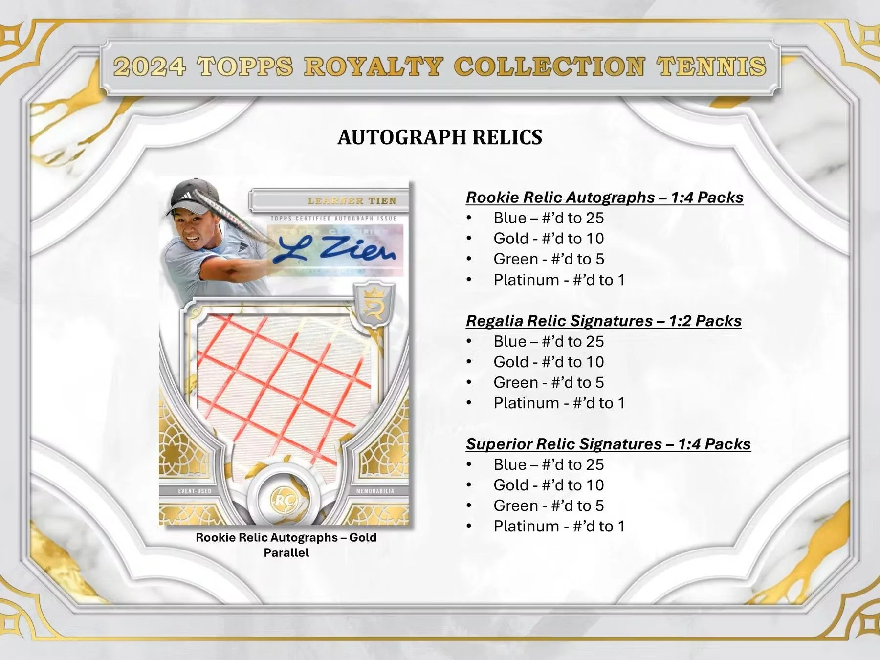 2024 Topps Royalty Collection Tennis Hobby Box - Image 5