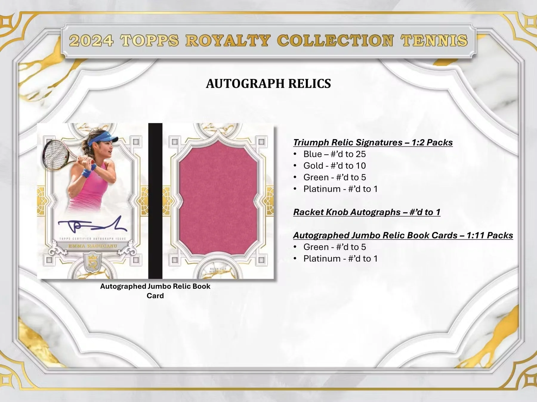2024 Topps Royalty Collection Tennis Hobby Box - Image 6