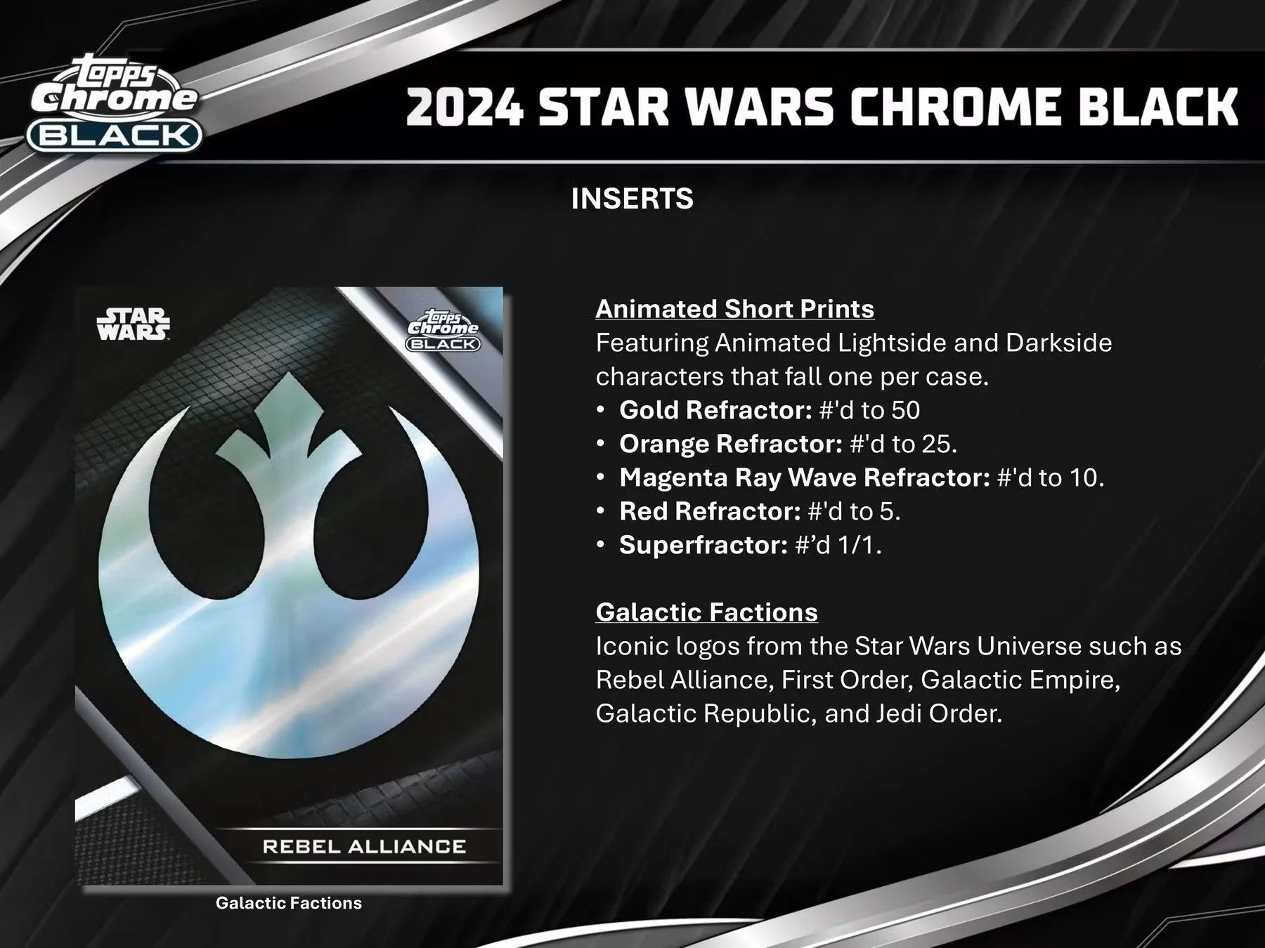 2024 Topps Star Wars Chrome Black Hobby Box - Image 6