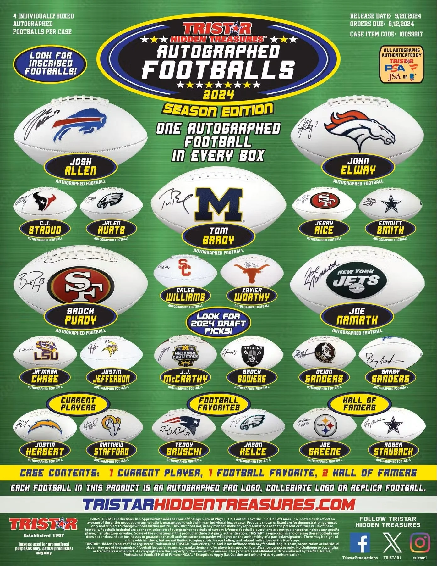 2024 TriStar Hidden Treasures Autographed Footballs Season Edition Hobby Box - Image 3