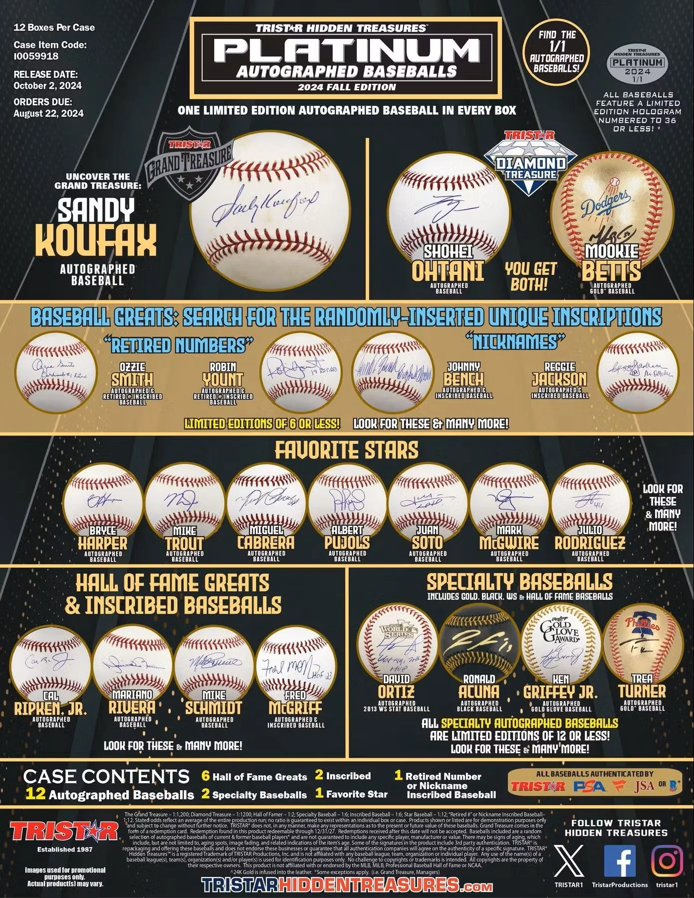 2024 TriStar Hidden Treasures Platinum Autographed Baseball Fall Edition Hobby Box - Image 3