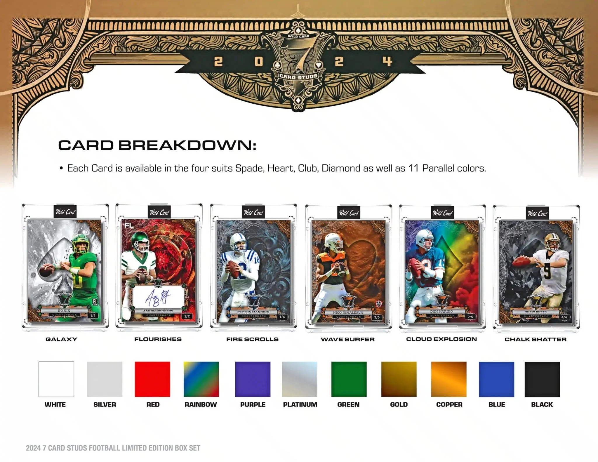 2024 Wild Card 7 Card Studs Metal All Quarterback Edition Football Hobby Box - Image 3