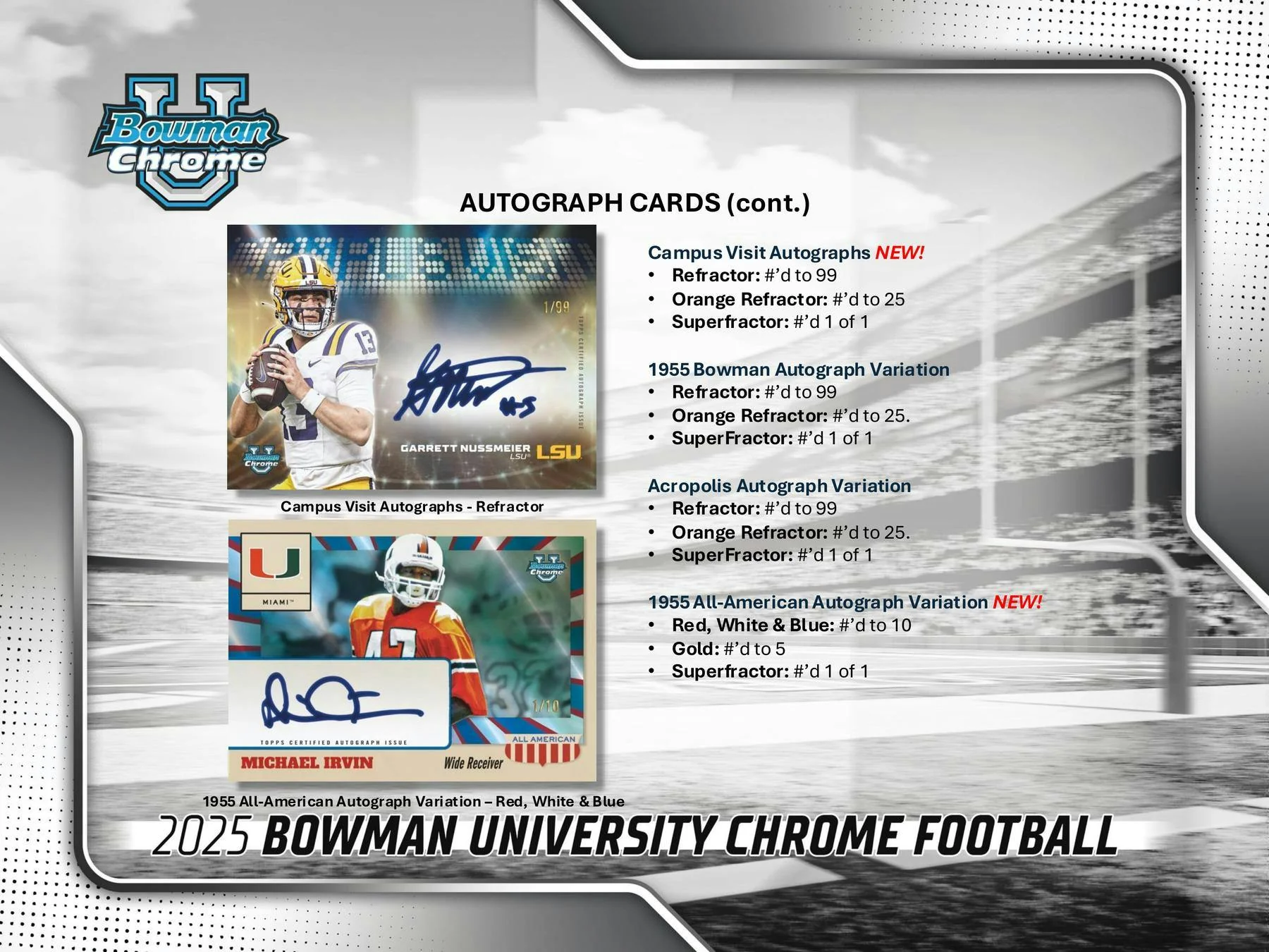 2025 Bowman University Chrome Football Hobby Box | Columbia Sports Cards - Image 9