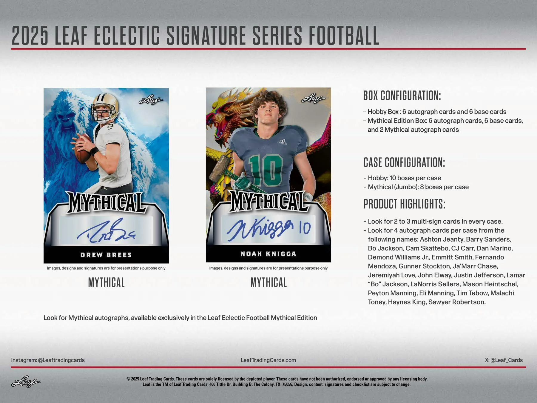 2025 Leaf Eclectic Signature Series Football Mythical Hobby Box | Columbia Sports Cards - Image 8