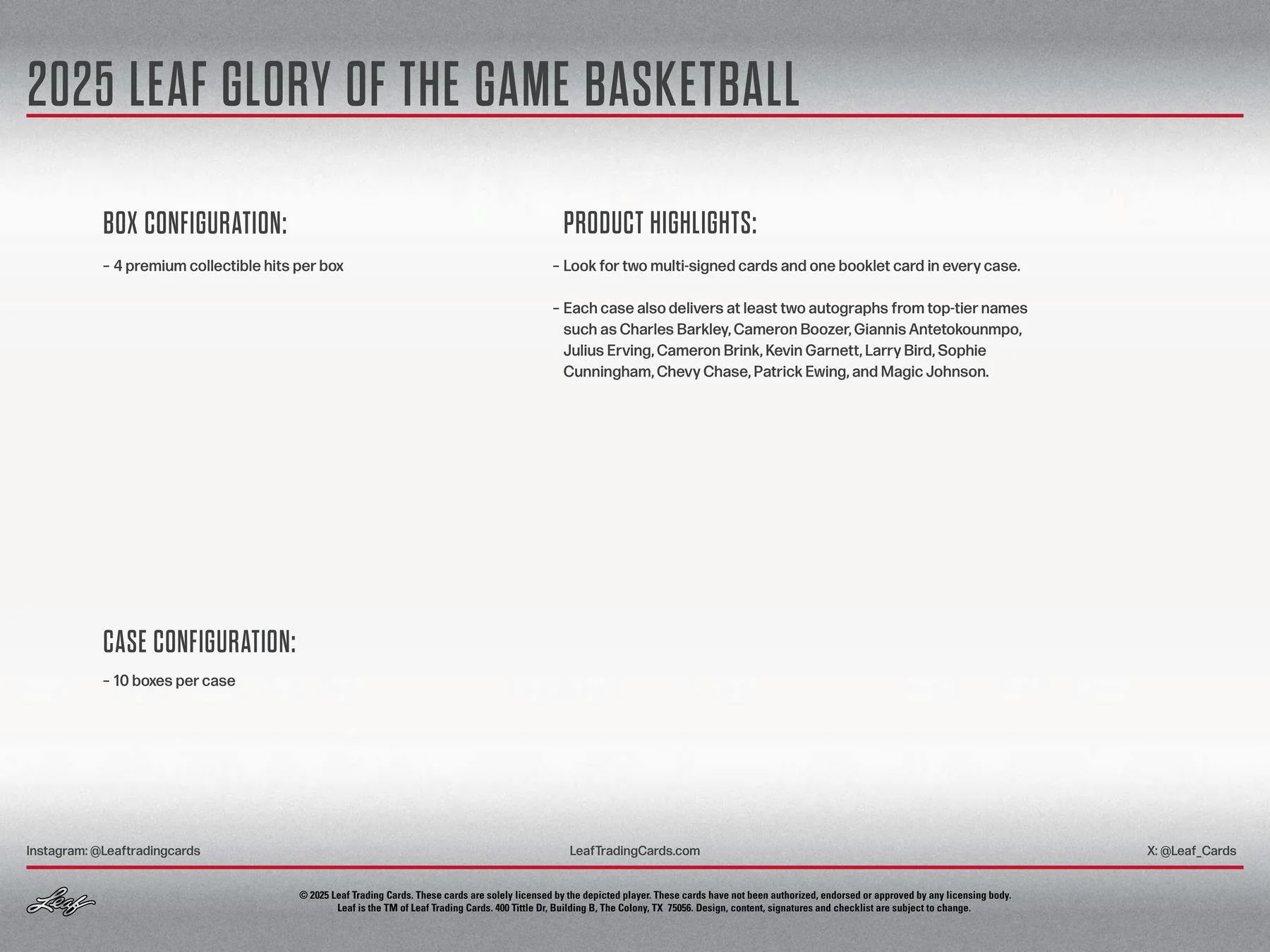 2025 Leaf Glory of the Game Basketball Hobby Box | Columbia Sports Cards - Image 10