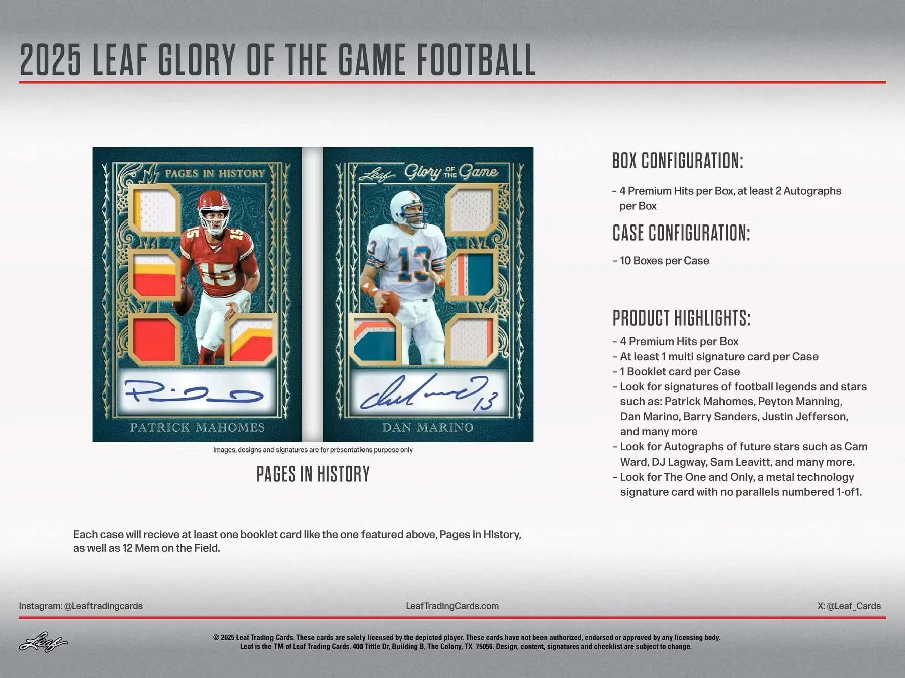 2025 Leaf Glory of the Game Football Hobby Box | Columbia Sports Cards - Image 8