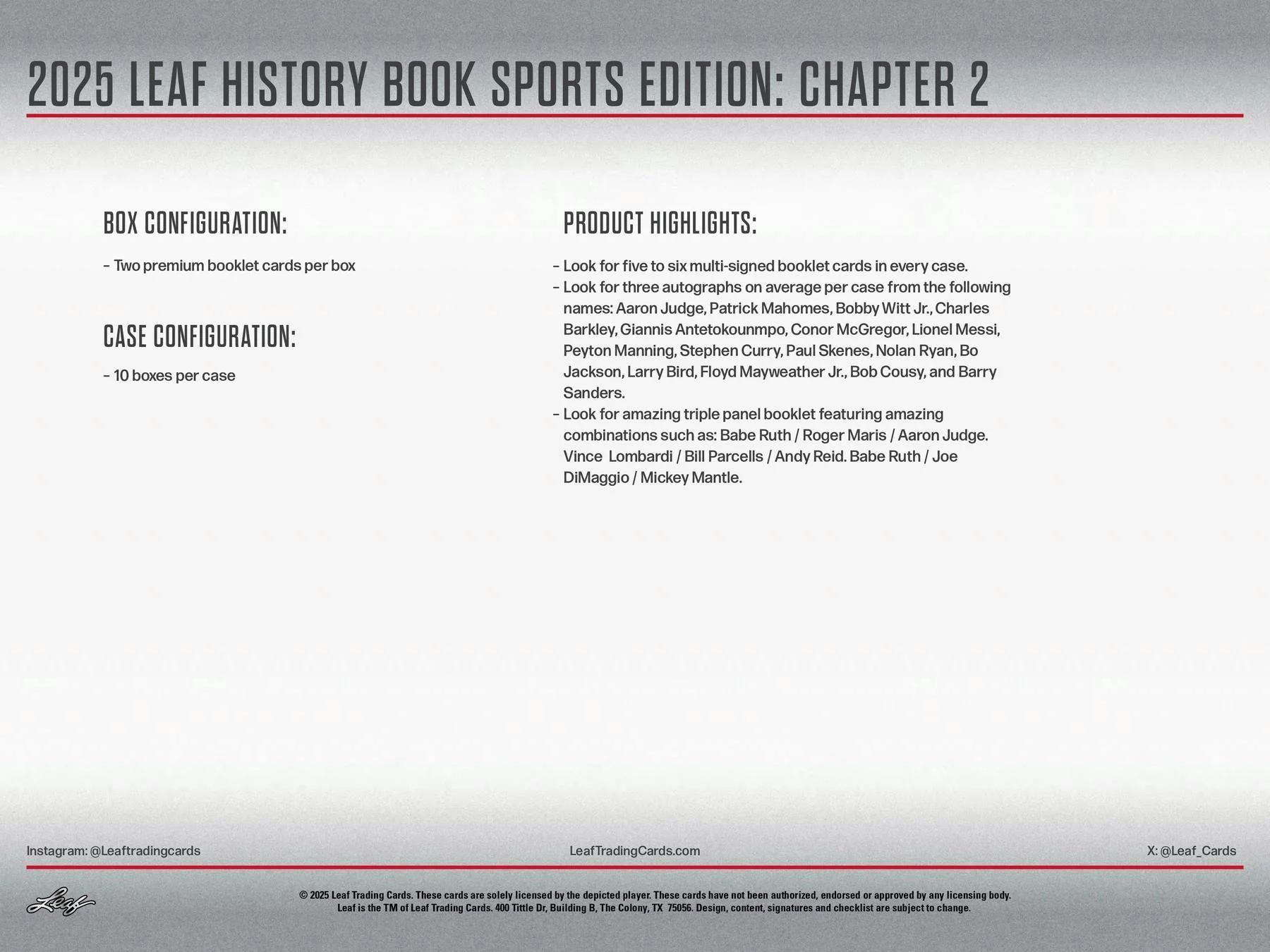 2025 Leaf History Book Sports Edition: Chapter 2 Hobby Box | Columbia Sports Cards - Image 10