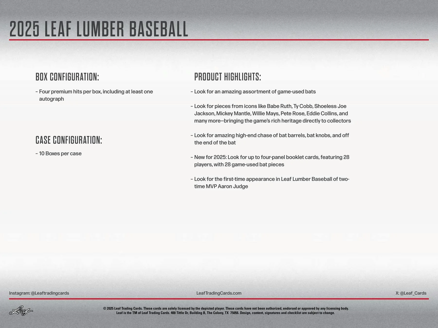 2025 Leaf Lumber Baseball Hobby Box | Columbia Sports Cards - Image 15