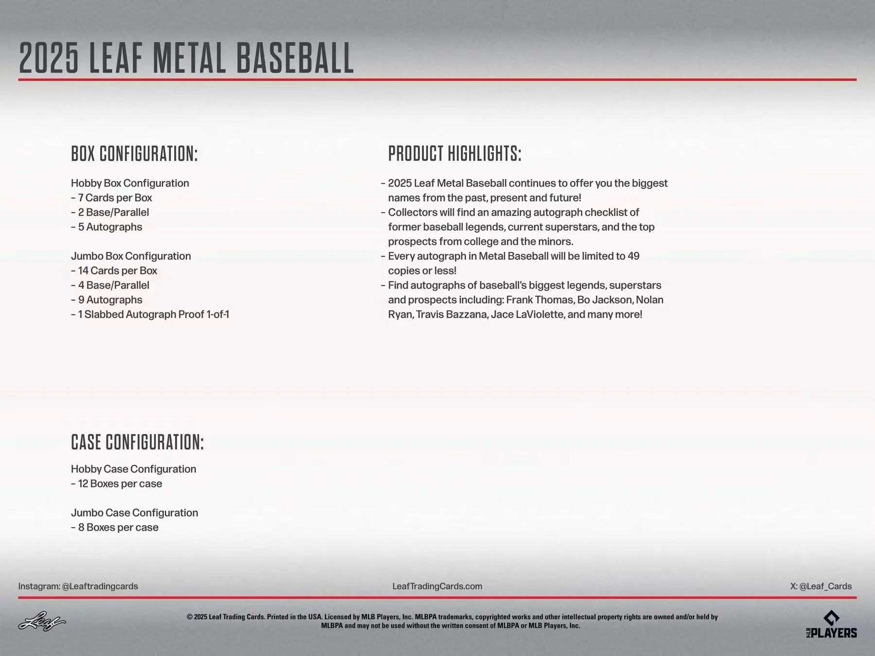 2025 Leaf Metal Baseball Hobby Box | Columbia Sports Cards - Image 8