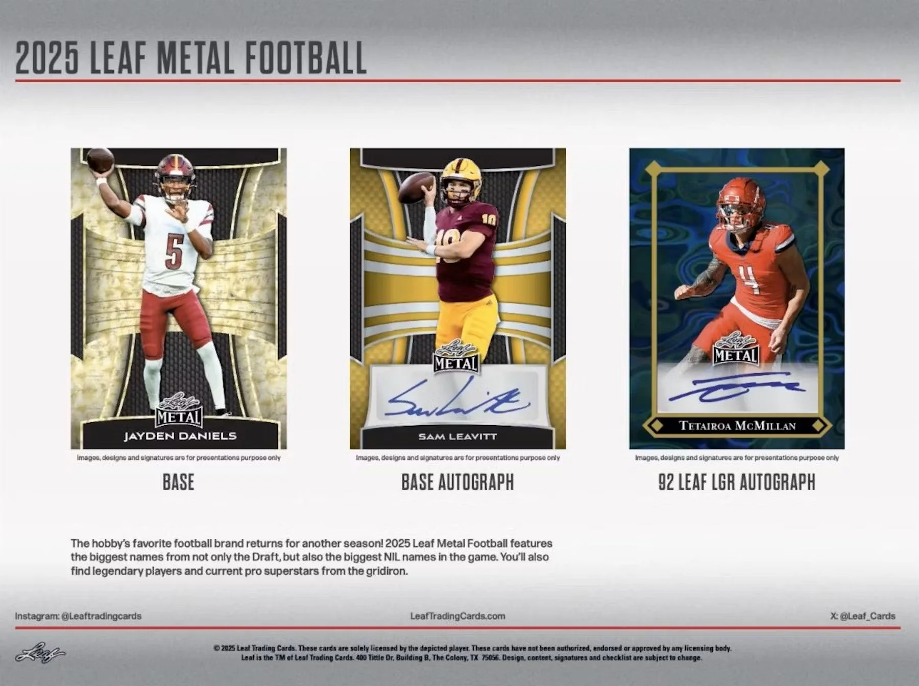 2025 Leaf Metal Football Hobby Jumbo Box - Image 4