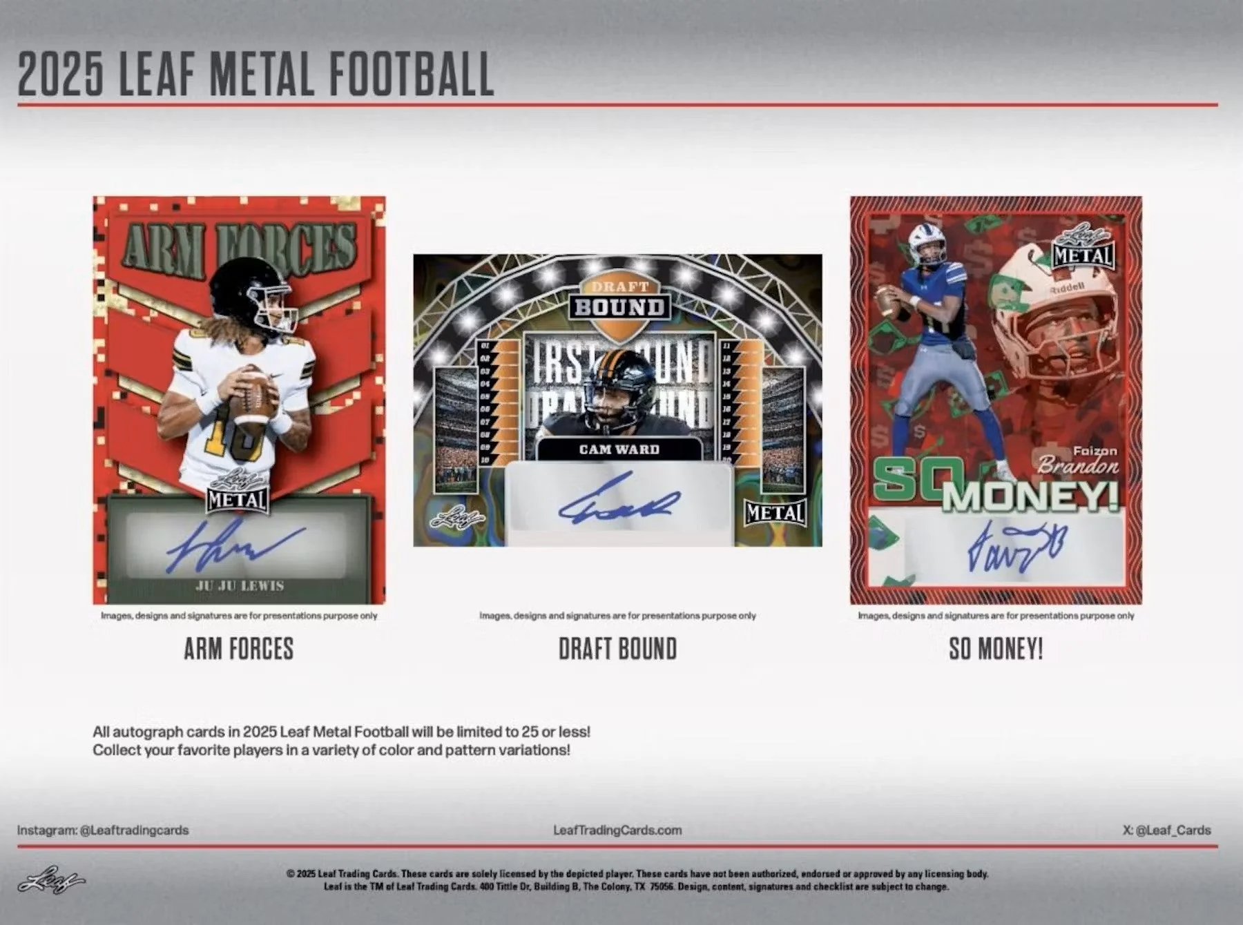 2025 Leaf Metal Football Hobby Jumbo Box - Image 5