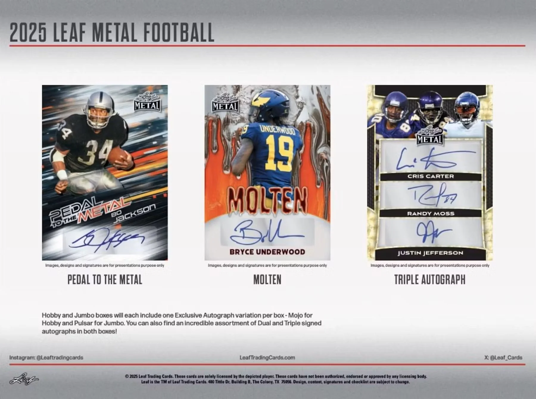 2025 Leaf Metal Football Hobby Jumbo Box - Image 7