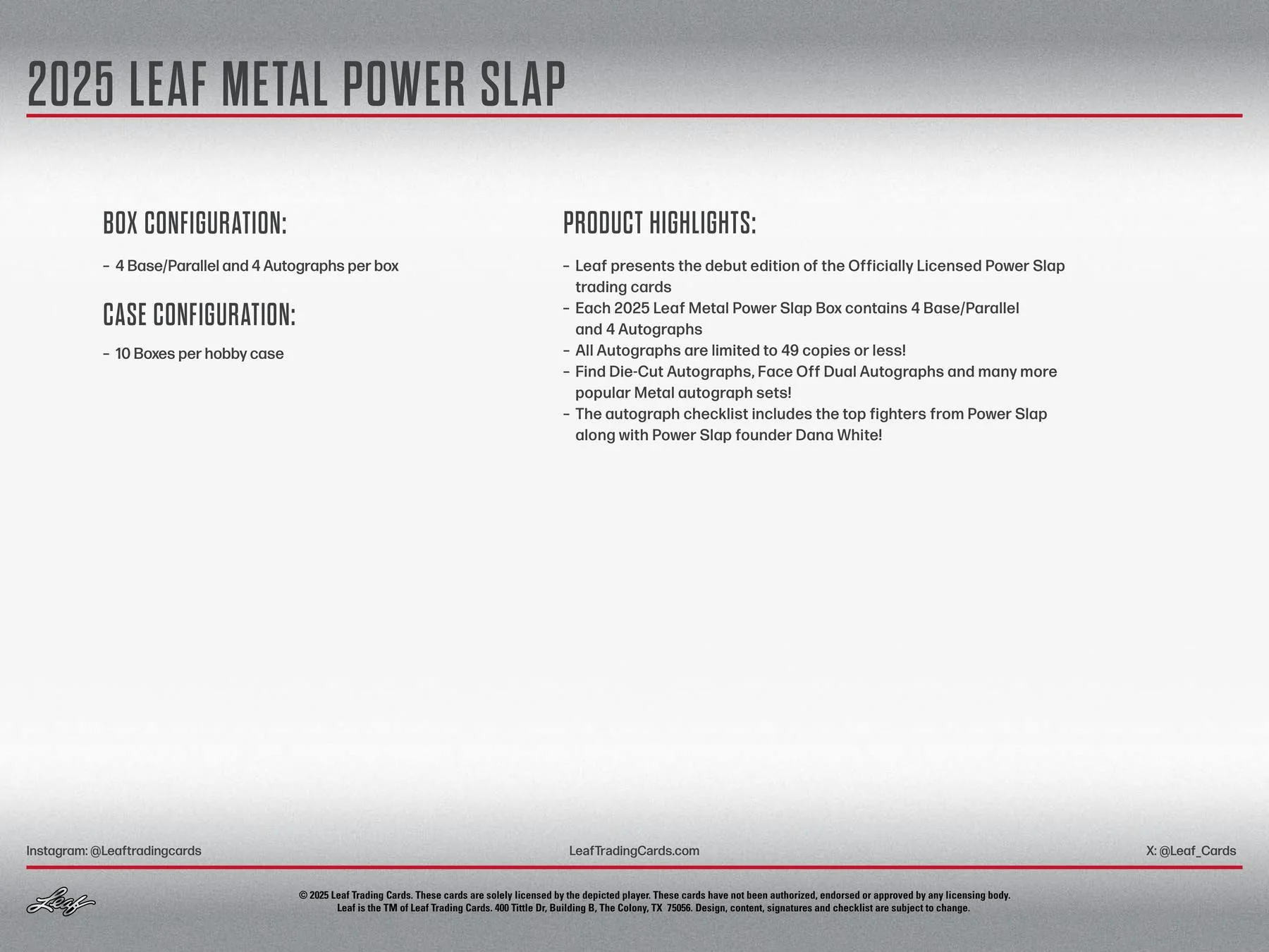 2025 Leaf Metal Power Slap Hobby Box | Columbia Sports Cards - Image 6