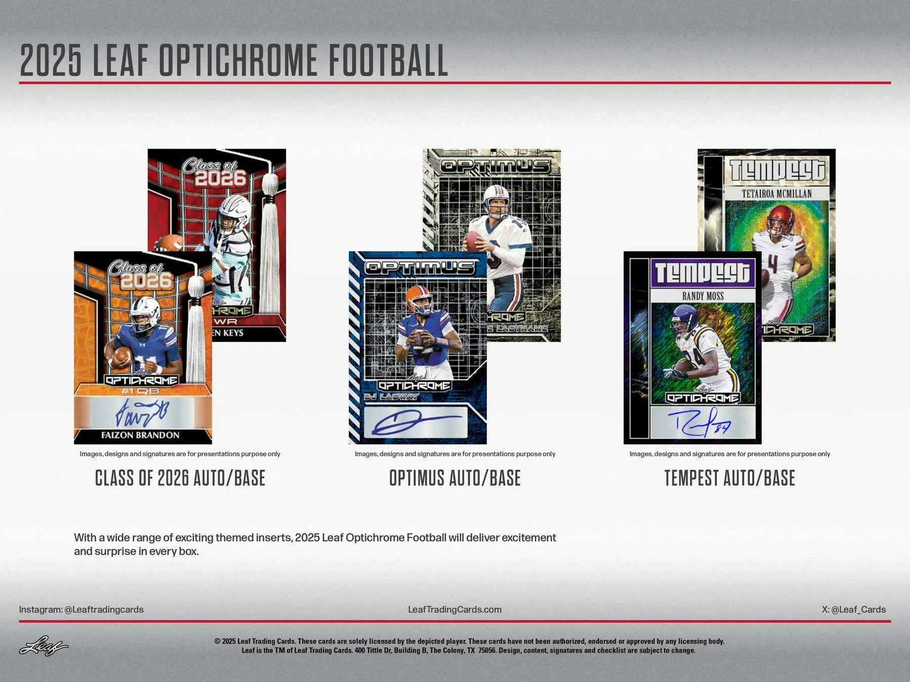 2025 Leaf Optichrome Football Hobby Jumbo Box | Columbia Sports Cards - Image 4