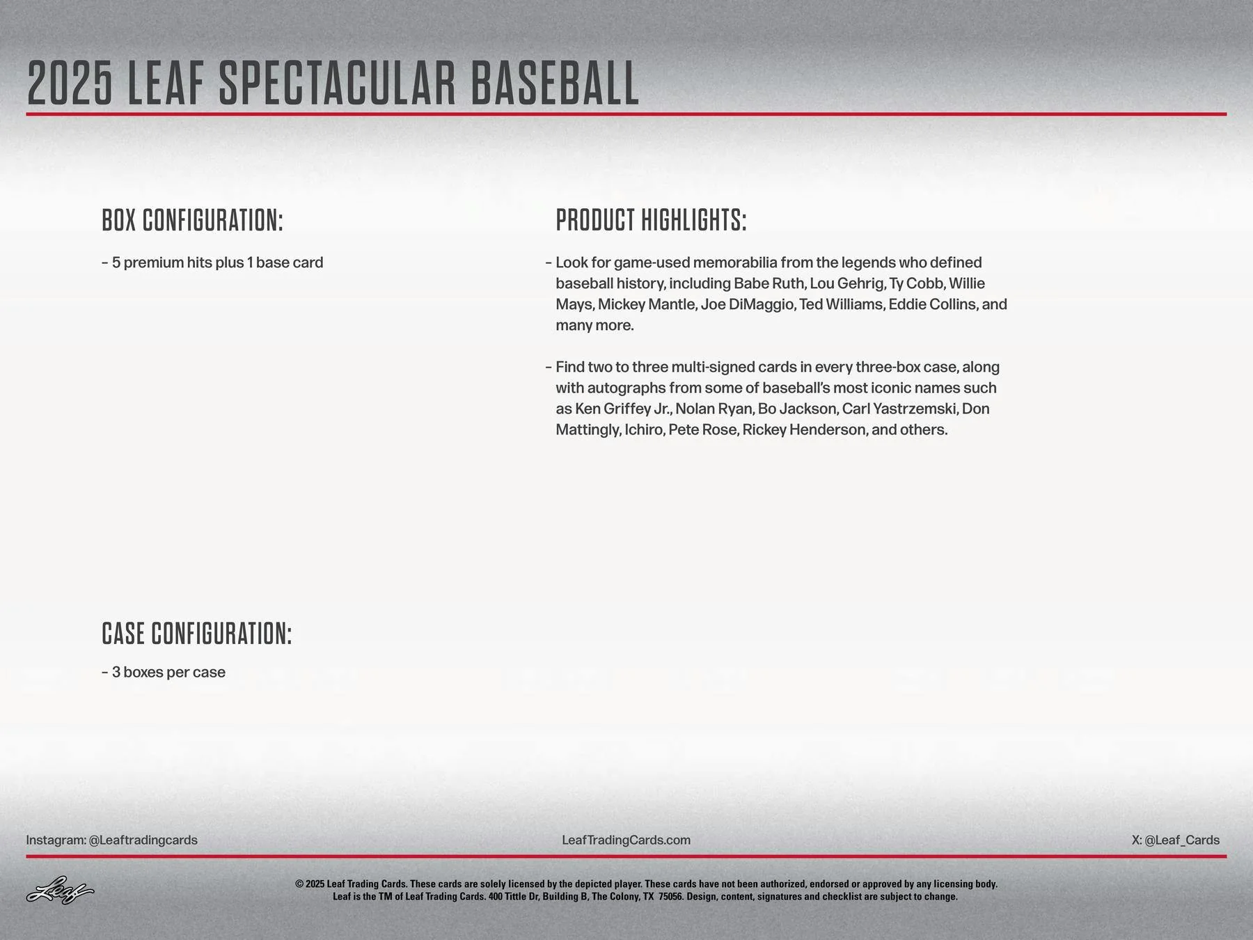 2025 Leaf Spectacular Baseball Hobby Box | Columbia Sports Cards - Image 11